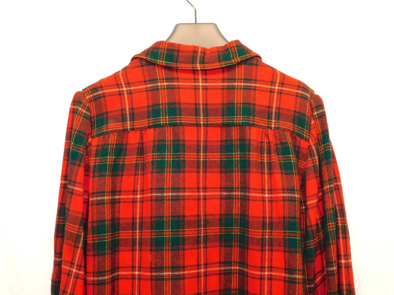 Vintage Pendleton L Woman Red Green Tartan Plaid Wool Shirt Jacket Blazer Button