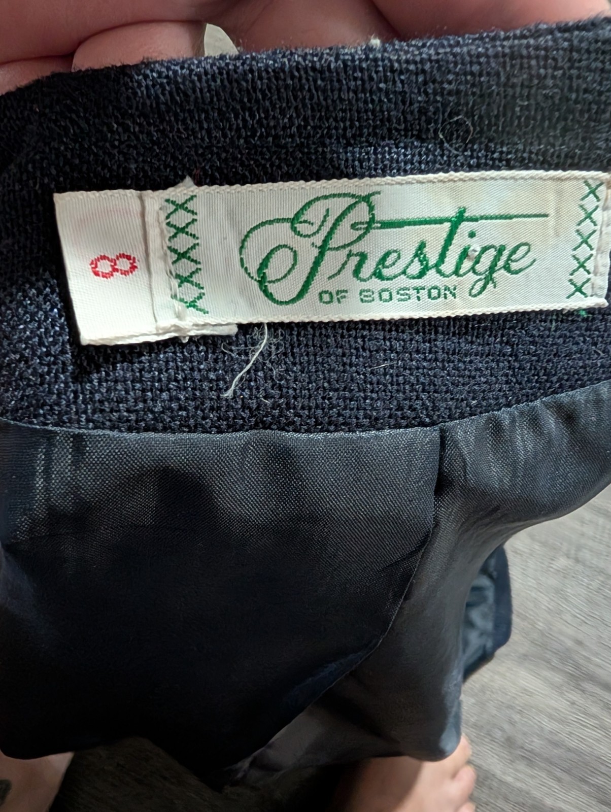 Vintage Prestige of Boston Navy Collarless Blazer – Open Front Professional…