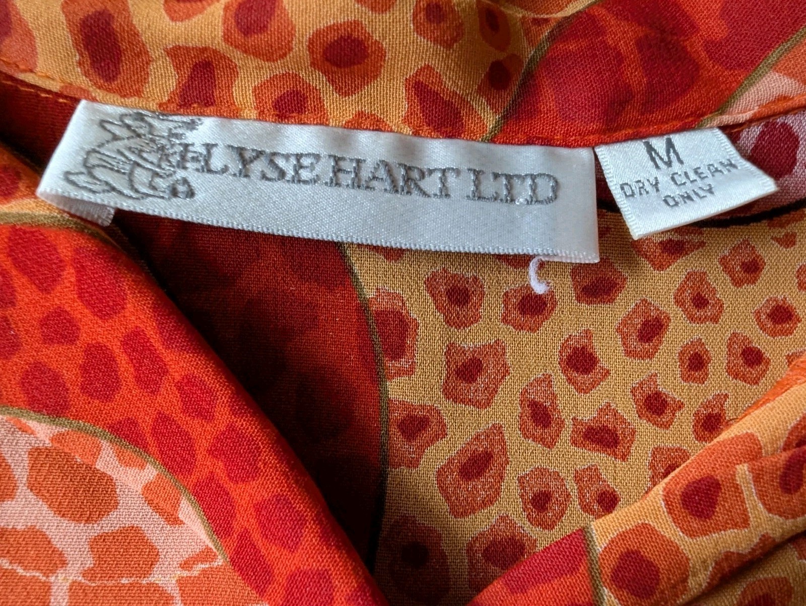 VTG Ilyse Hart Ltd Orange Rayon Button Down Shirt w/Psychedelic Bubble Print M