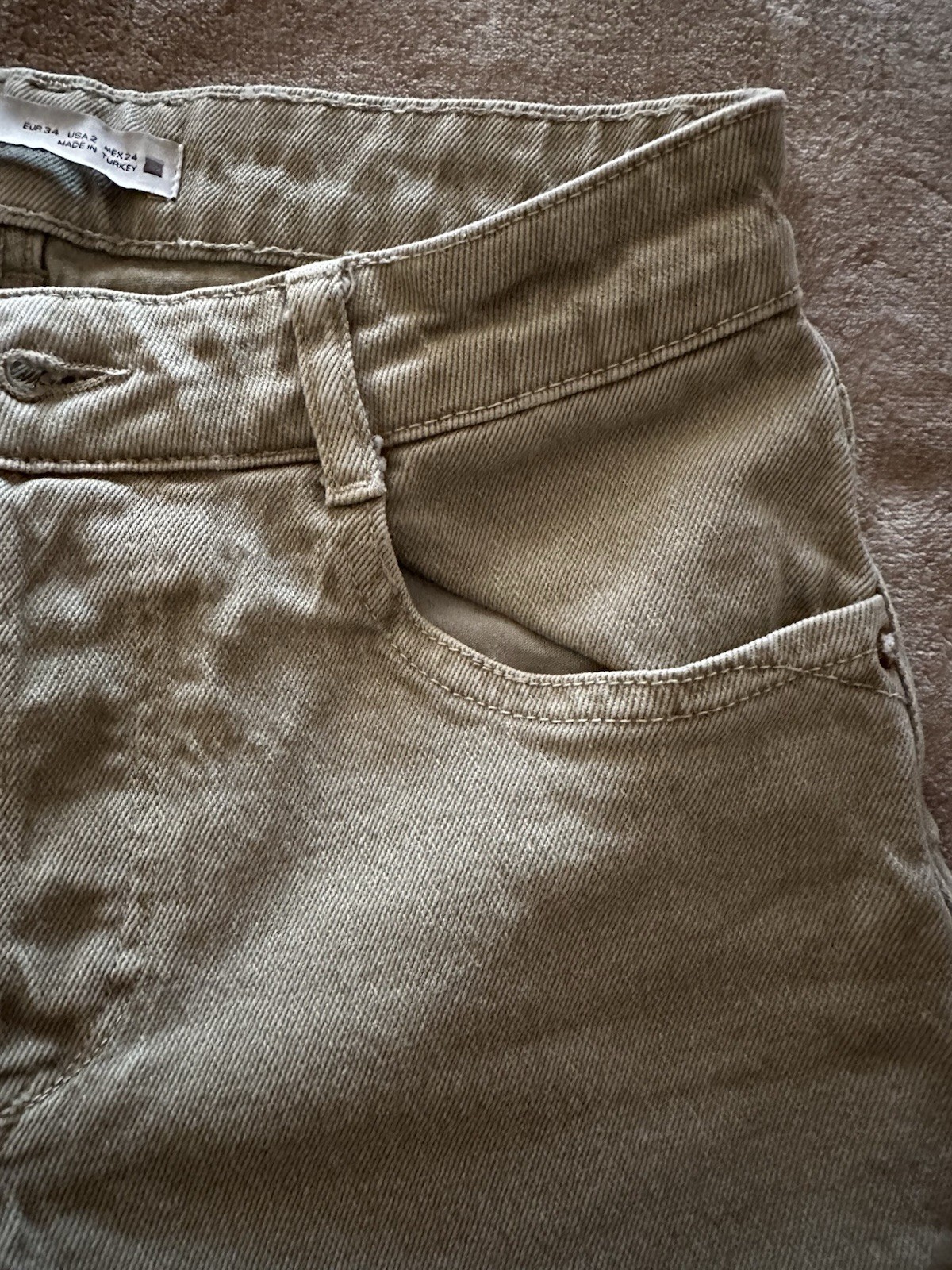 ZARA High-Waisted Straight Leg Jeans Beige Taupe Size US 2 EUR 34
