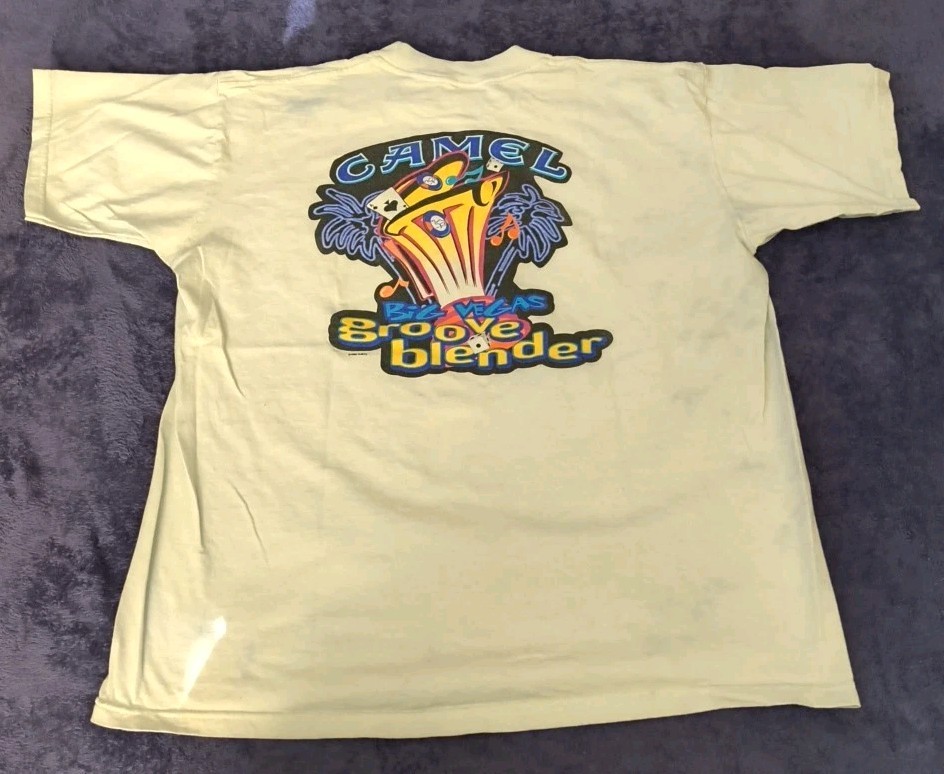 Nos Vintage 1990s CAMEL Groove Blender Big Vegas Sided Pocket T Shirt XL Tie Die