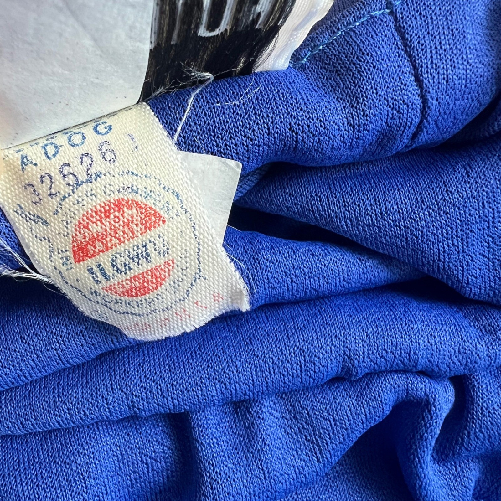 Vintage Nancy Bracoloni ViJack Dress Ruched Midi Size 7-8 Blue Batwing Drape 80s