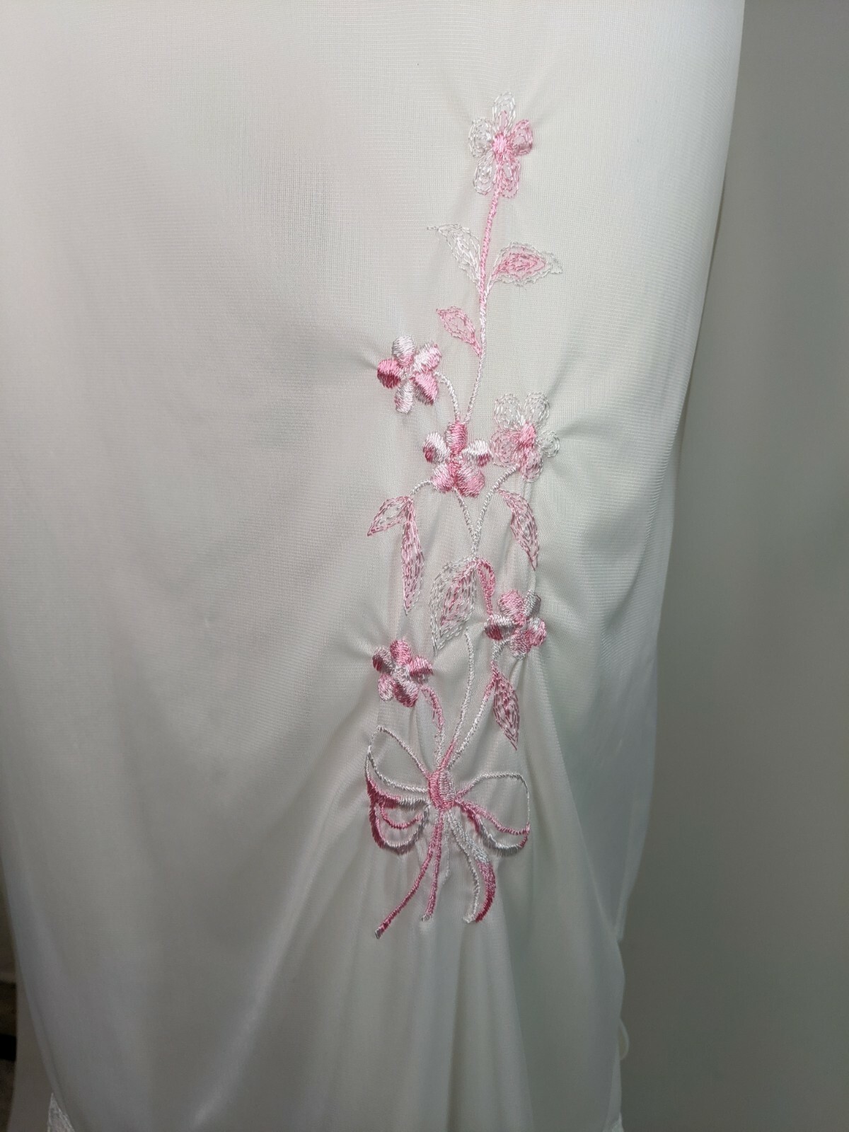 Vintage Slip Half Lingerie Embroidery White Skirt Floral Lace S Undergarment Vtg