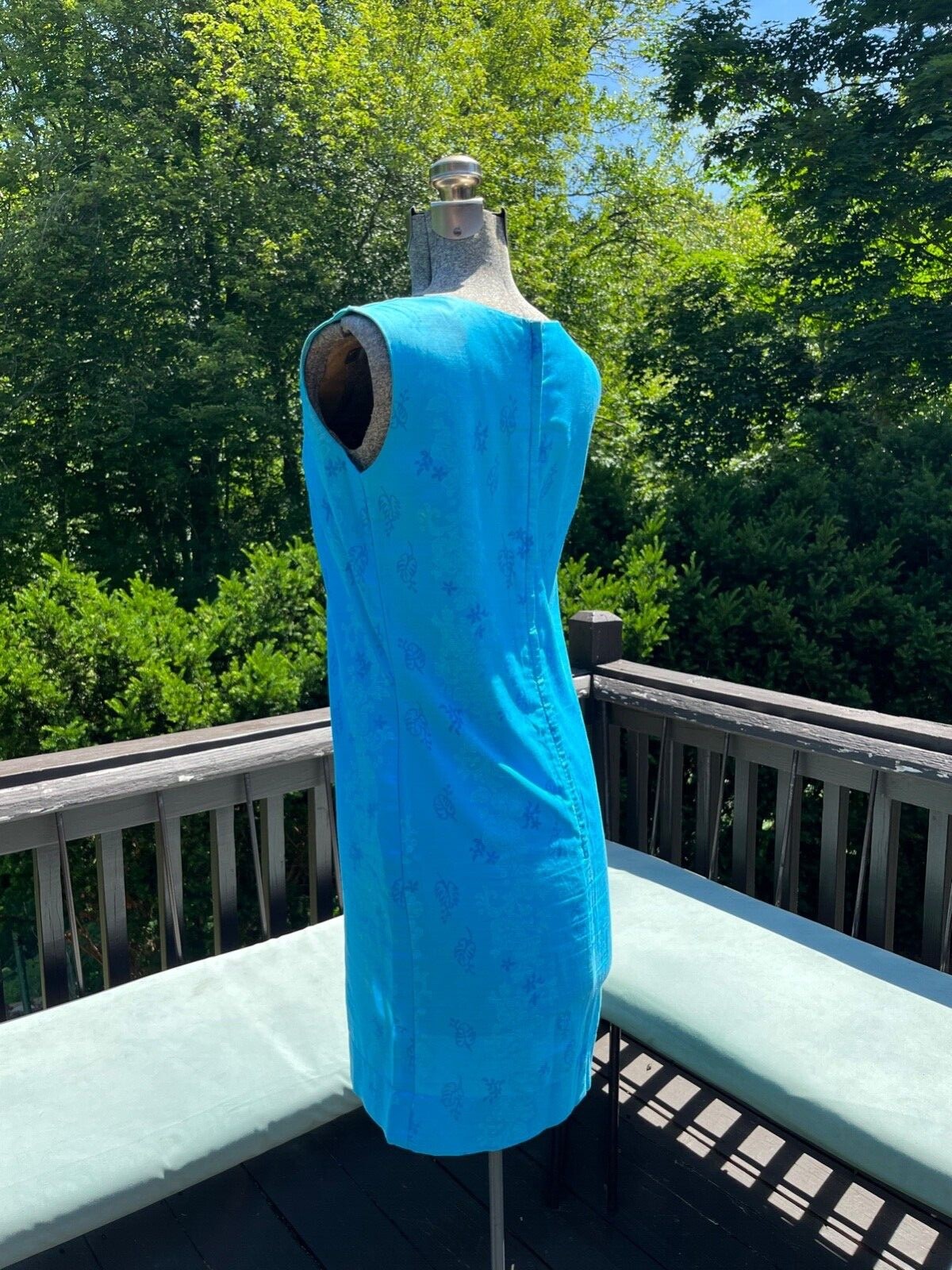 Vintage 1960’s MOD Royal Hawaiian Turquoise Blue Silk Cotton Mini Dress US 4-6 S