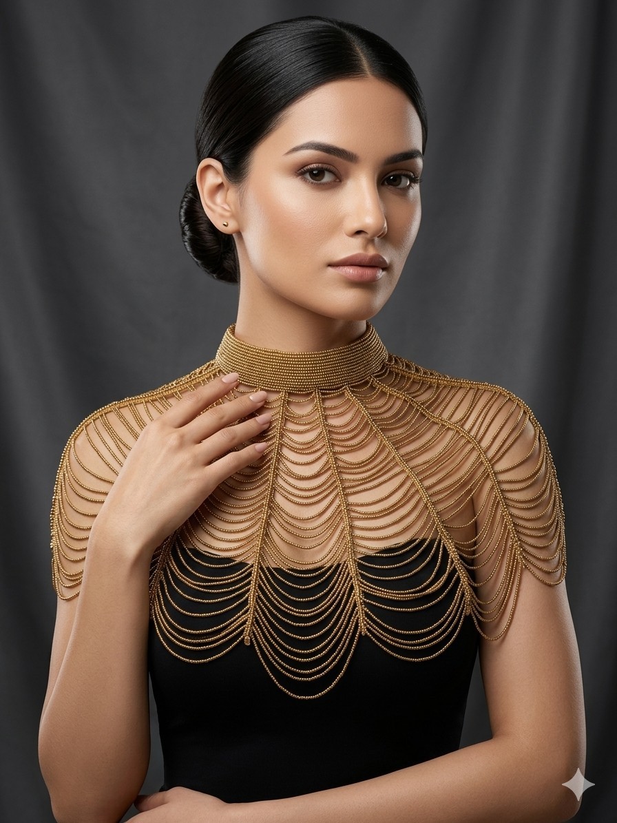 Golden Handmade Layered Pearl Style Exclusive Brand Design, Vintage Pearl Top