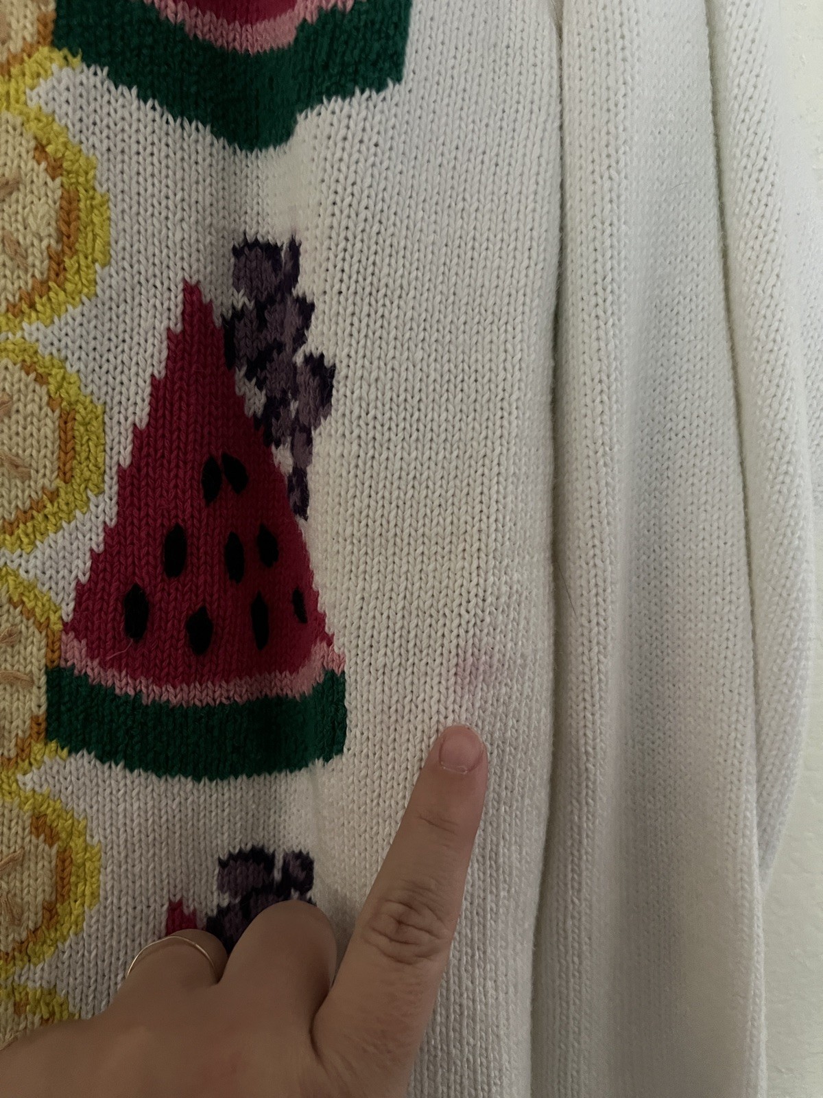 Vintage 80s Mike & Me Fruit Novelty Cardigan Sweater sz XL Lime Watermelon Lemon