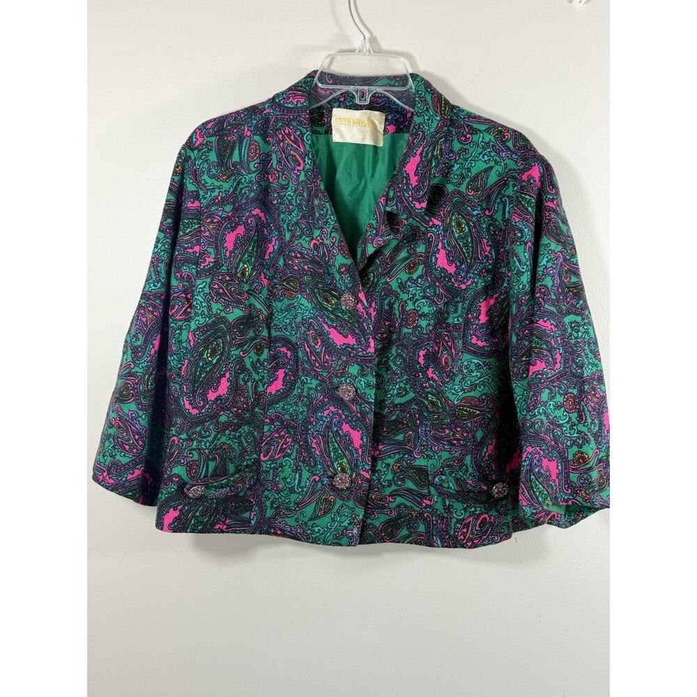 Vtg Edith Meiser Paisley Cropped Jacket Retro Whimsygoth Art