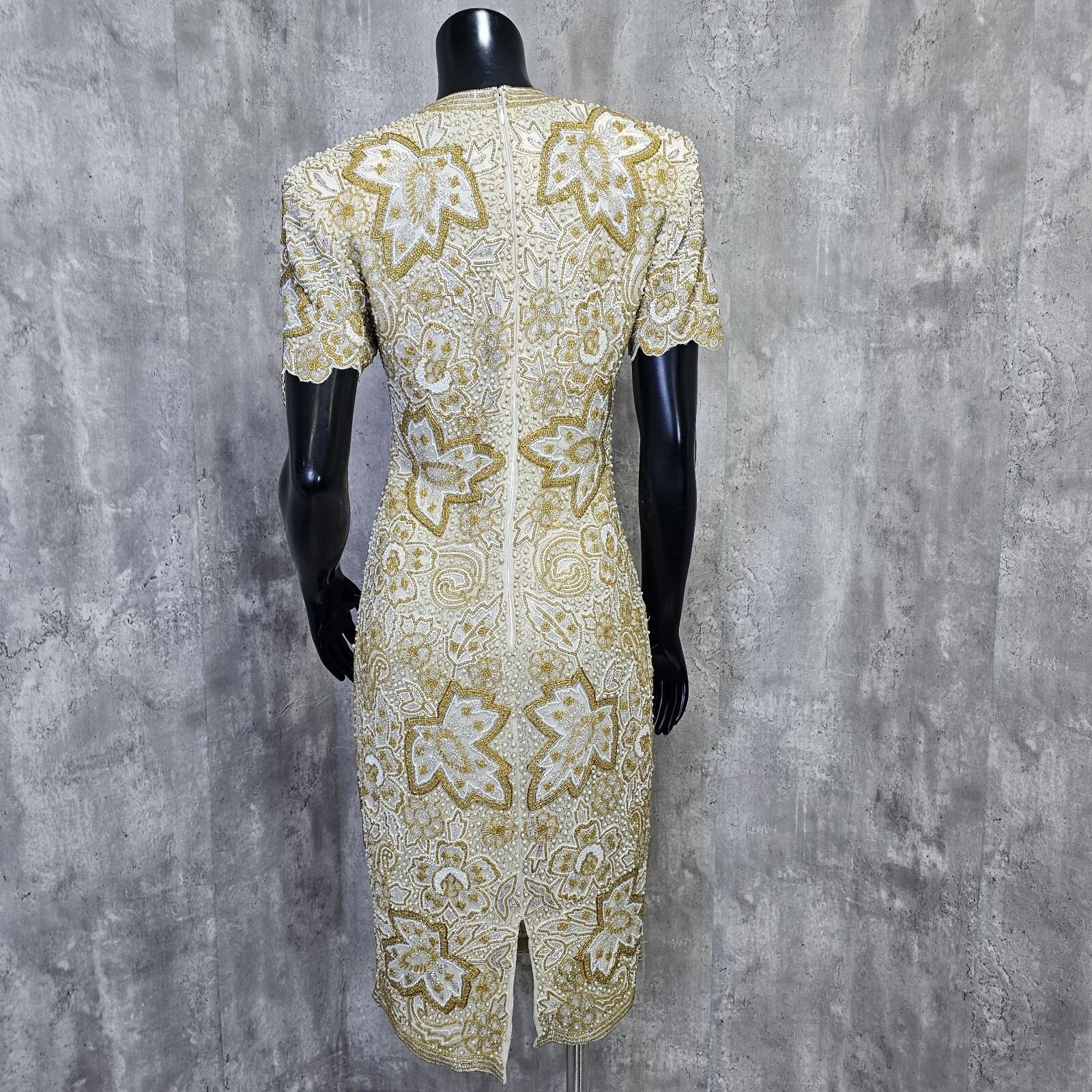Vintage 80s Naheem Khan Riazee Nights CACHE Heavy Beaded Formal Cocktail Dress