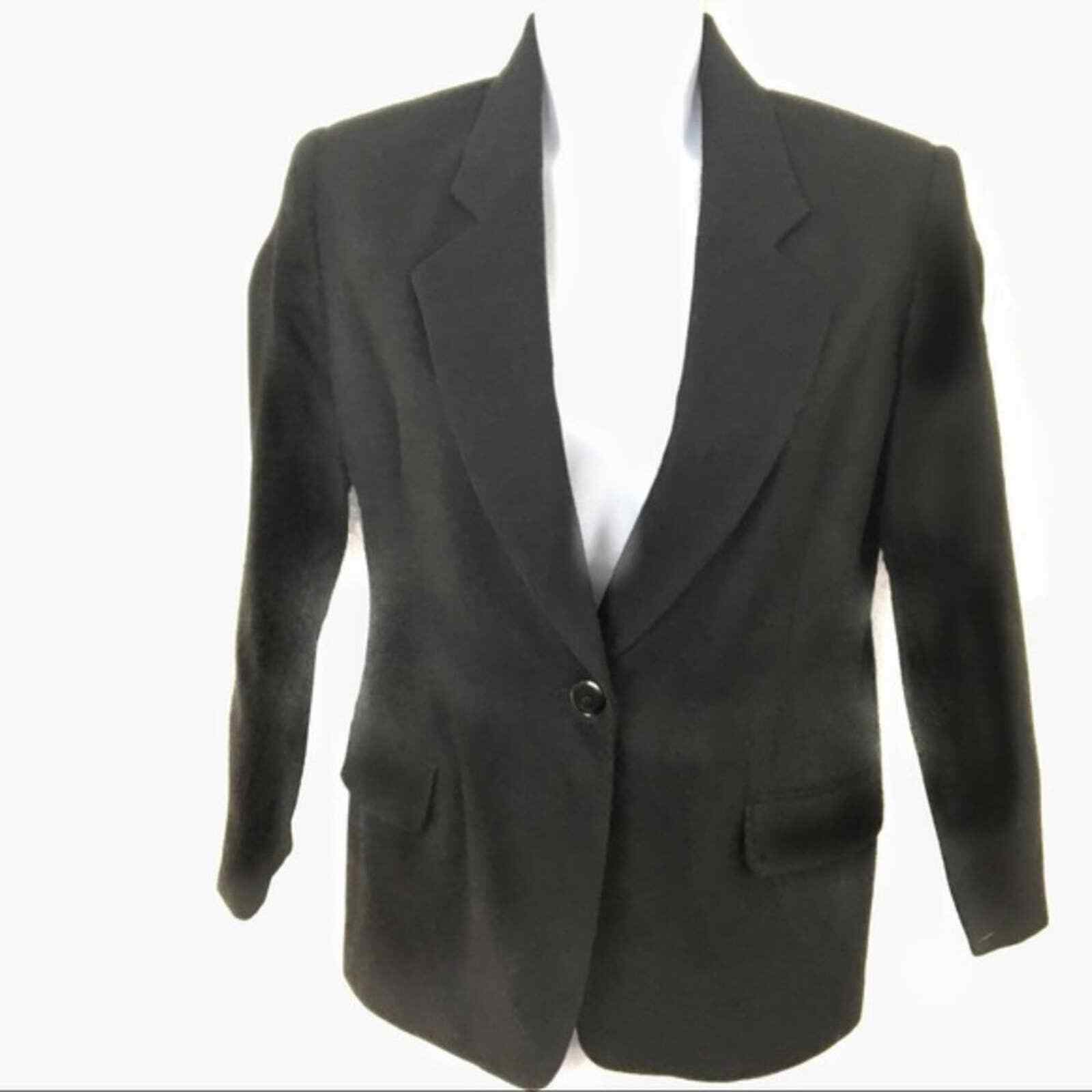 Career Blazer Worthington Womens Size 12 P Black Long Sleeve Collared Vintage