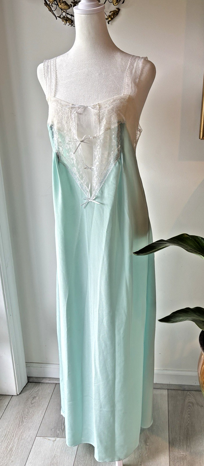 EXQUISITE VTG „LESLEY BLAKEMAN” PALE AQUA GOWN, FLOOR LENGTH, SIZE S, NEVR WORN