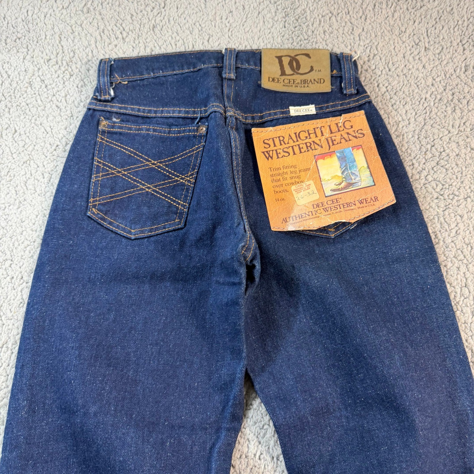 Vintage Dee Cee Brand Western Jeans Womens 24×31 Straight Leg Dark Denim USA