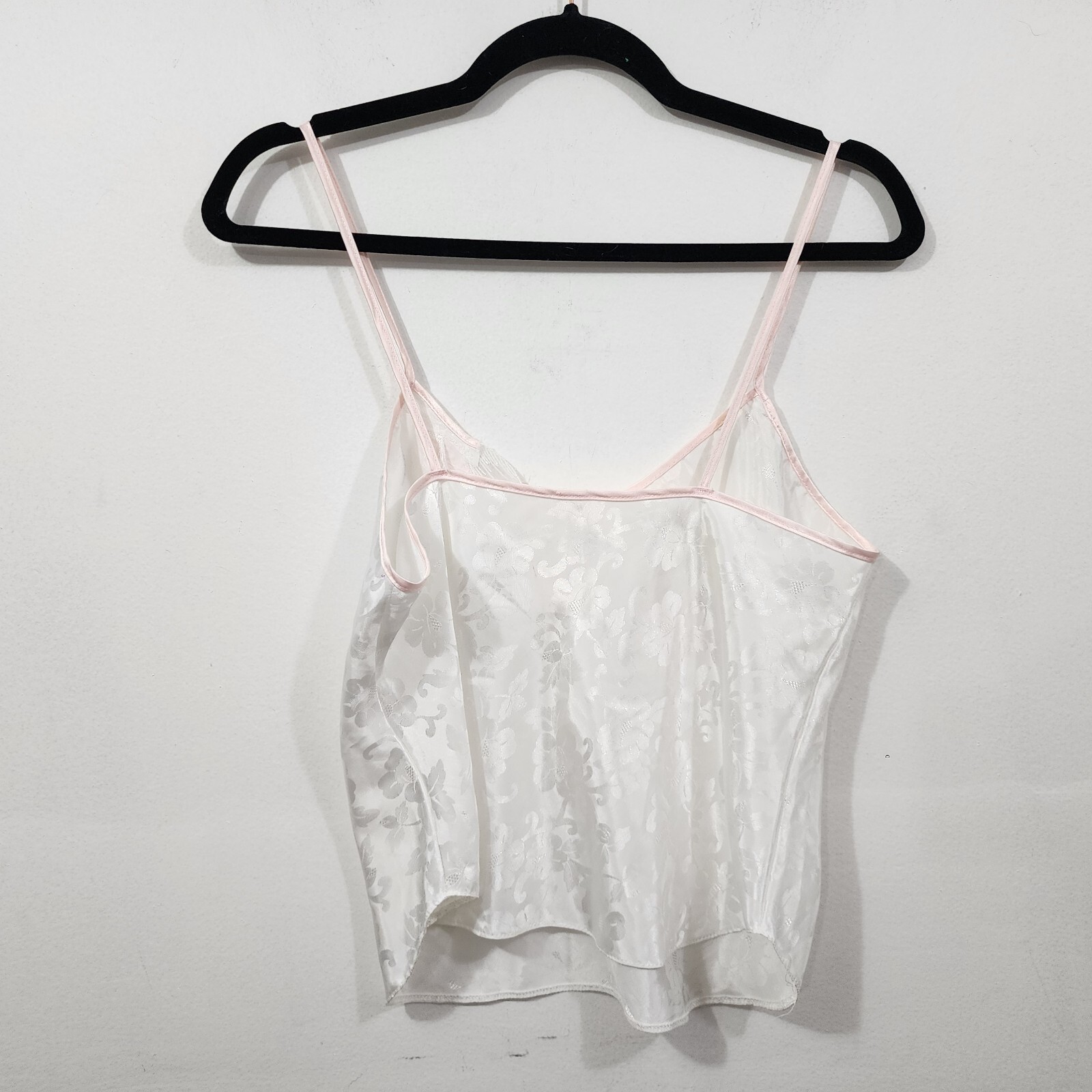 Vintage Lucie Ann ll White Satin Cami Camisole Intimate Top Floral Size 34