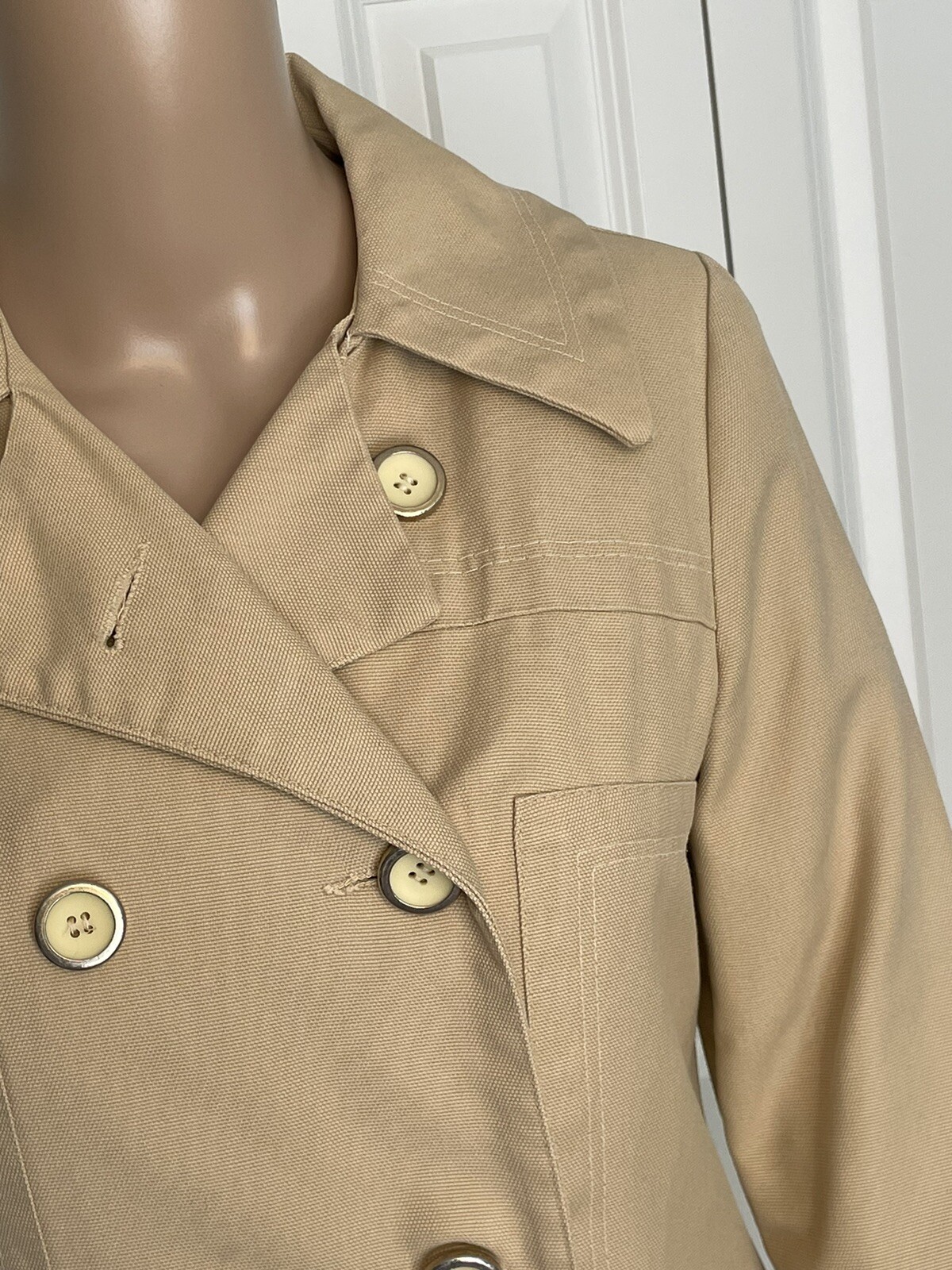 Vintage Jerold Outer Banks Collection XS Beige Double Breasted Lined Jacket Coat