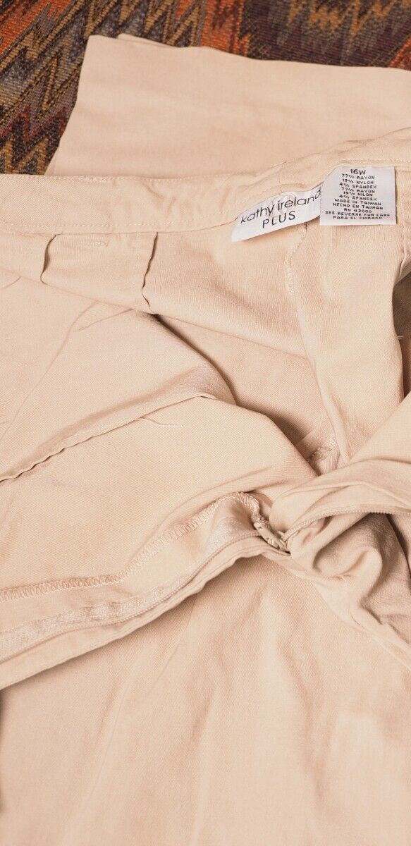 Vintage Kathy Ireland Plus Womens Tan Pants Size 16W