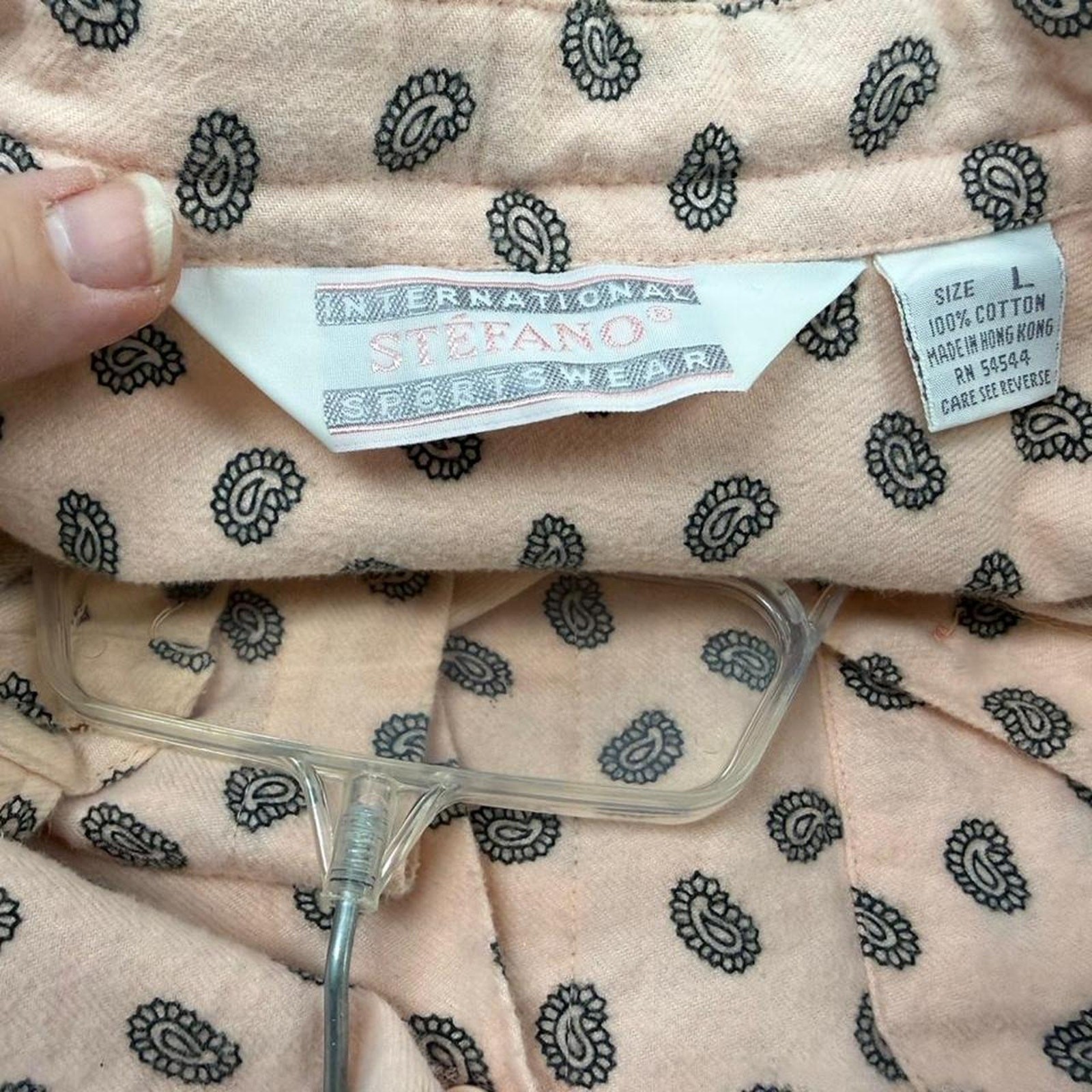 Vintage 90s Stefano International Sportswear Pink Paisley Flannel Button up M
