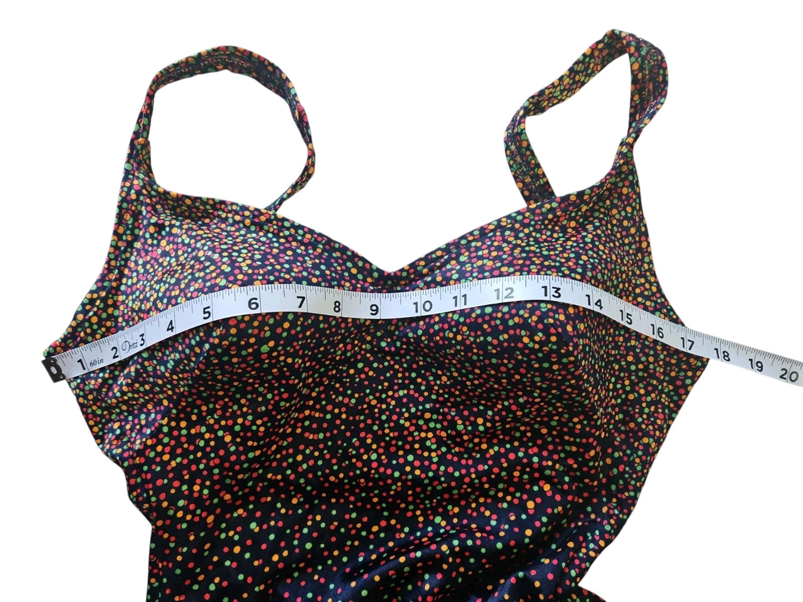 Vtg 60s Rose Marie Reid Polka Dot Swimsuit One Piece Bullet Bra Union Made Small