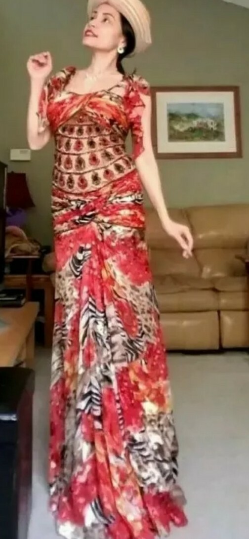 Sherry Haute couture SIZE 4 Colorful Embellished Womens Beautiful Gown dress B10