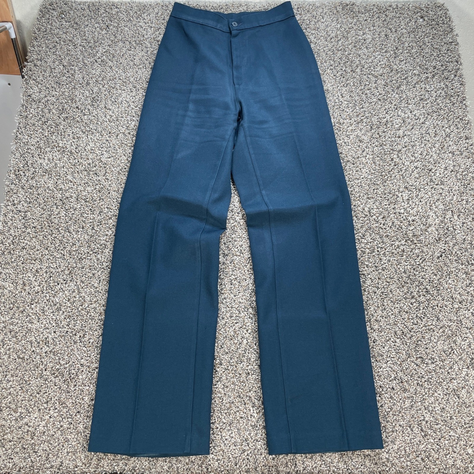 Vintage Levi’s 27×32 High Waisted Trouser Pants Teal Blue Wide Leg Polyester