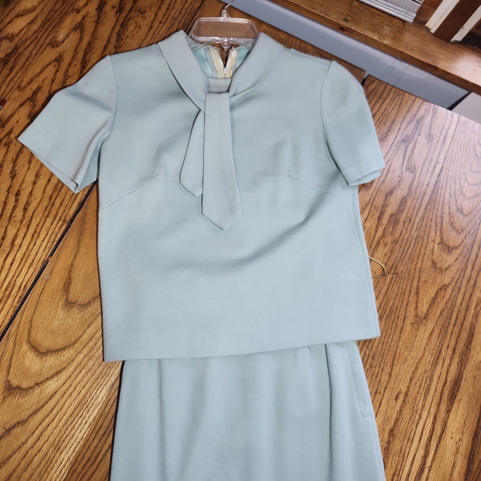 Vintage Two Piece Top Skirt Set Wool Blend Womens PXS Secretary
