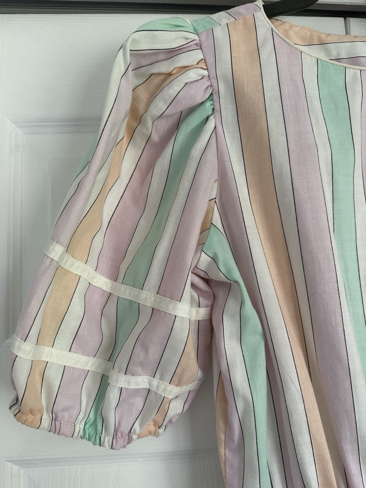 Vintage You Babes II Fritzi Dress Size 11 1970s 1980s Pastel Stripe Spring