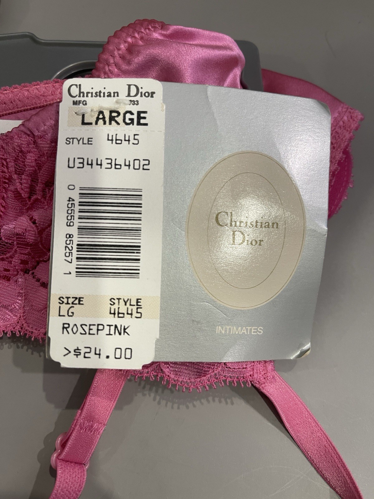 Vtg Christian Dior Intimates Garter Belt Silk Rose Pink Lace Women’s Large NWT