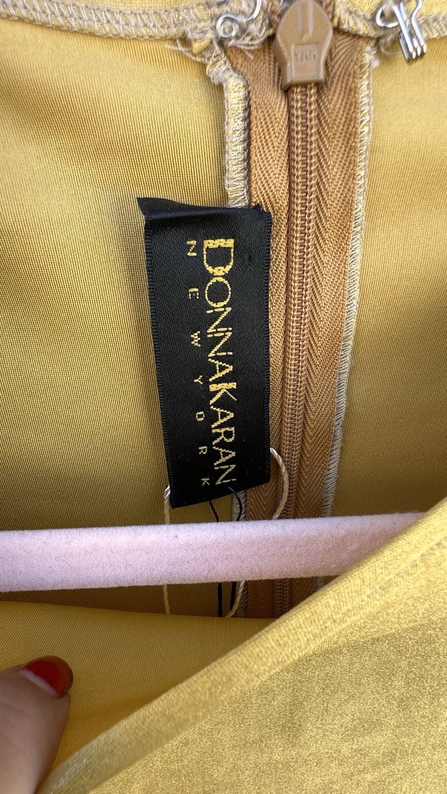 Medium 1990s Bodysuit Donna Karan Designer Long Sleeve Gold Sheen