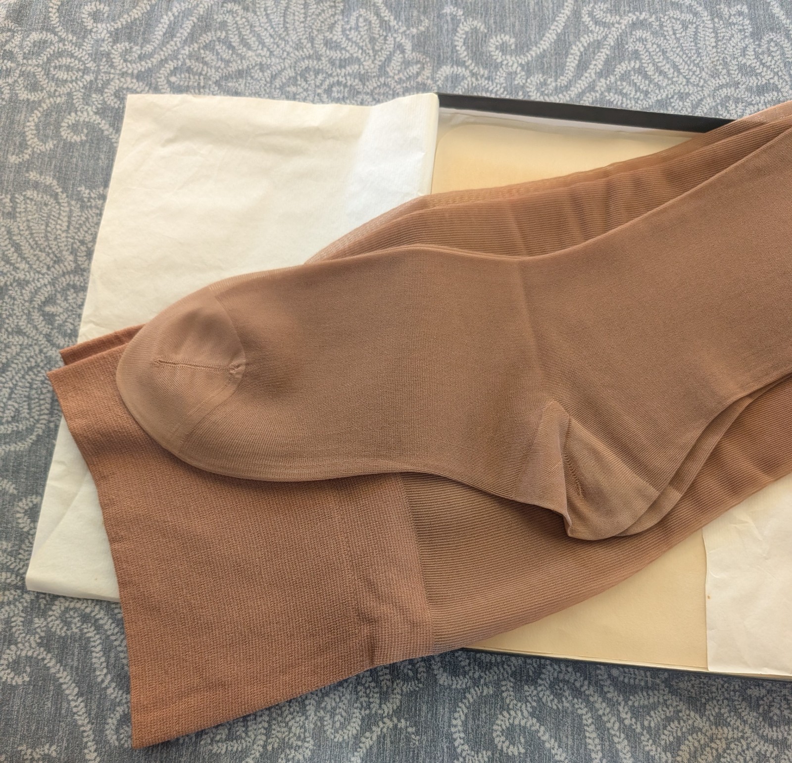 Vintage Kayser Roth 1958 Boxed Seamless Support Garter Stockings Tan L 10 1/2-11