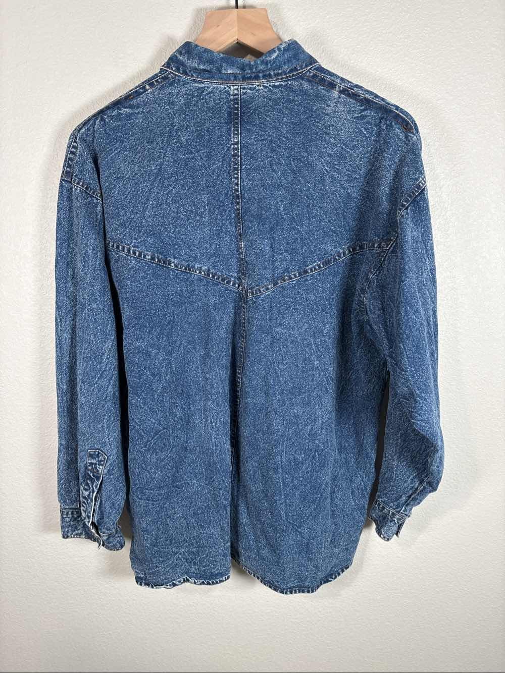 VTG 80s 90s Pretty Bleu Women’s Acid Wash Embellished Denim Jean Shirt M