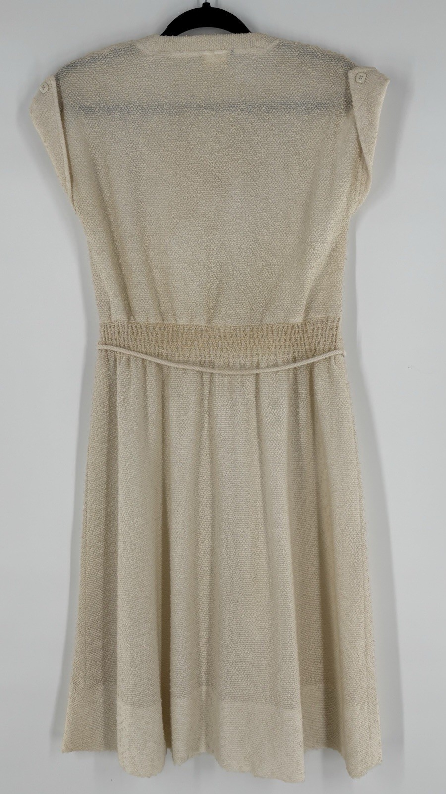 Vintage Jody T Of California Cream Midi Dress Textured Boucle Fabric V-Neck