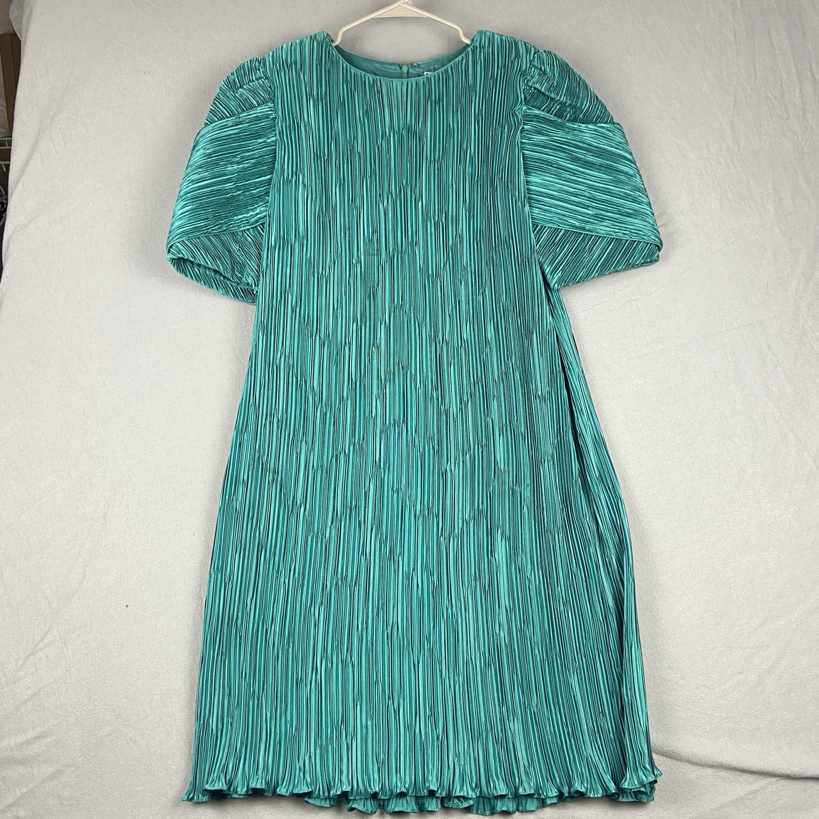 Vintage 80s Nuit Dress Balloon Sleeve Pleated Designing Women Evening Cocktail