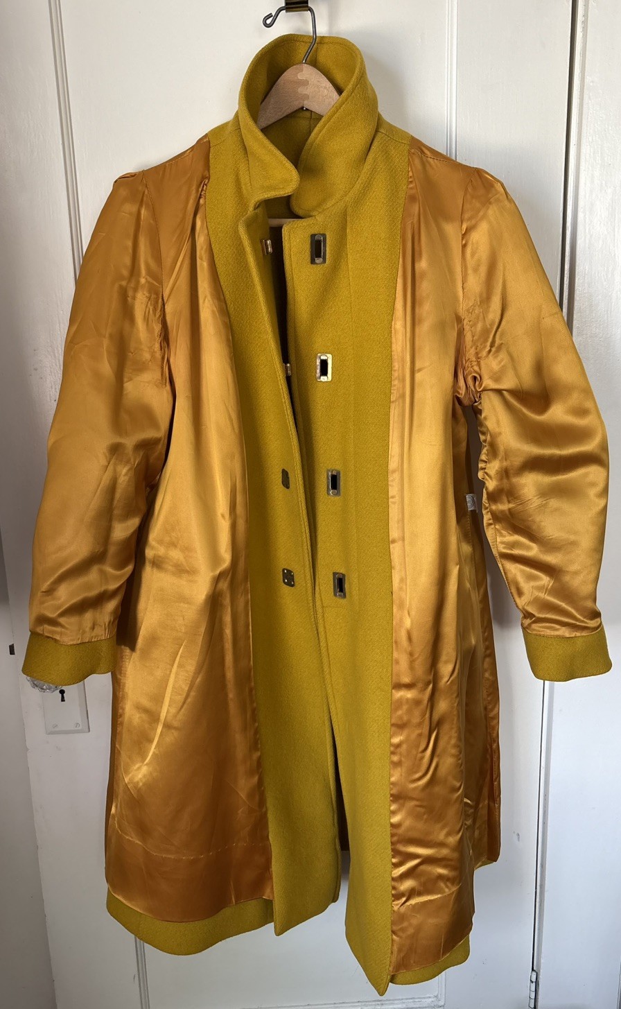 VTG 60s Mustard Yellow Wool Turnlock Swing Coat Coach Bonnie Cashin Style MCM