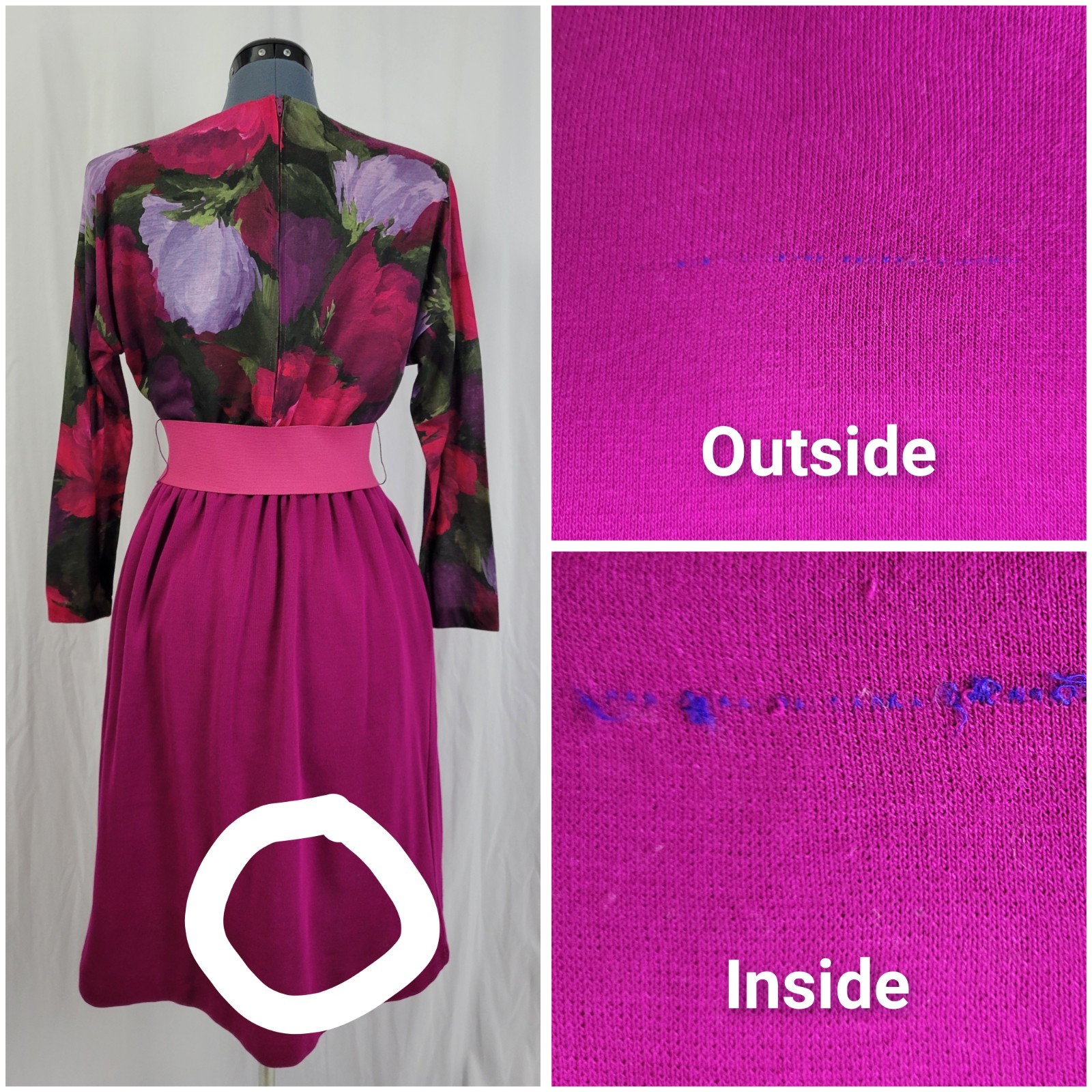 Vintage EJM Petites Pink/Purple/Green Floral Top w Magenta Skirt Size 6P