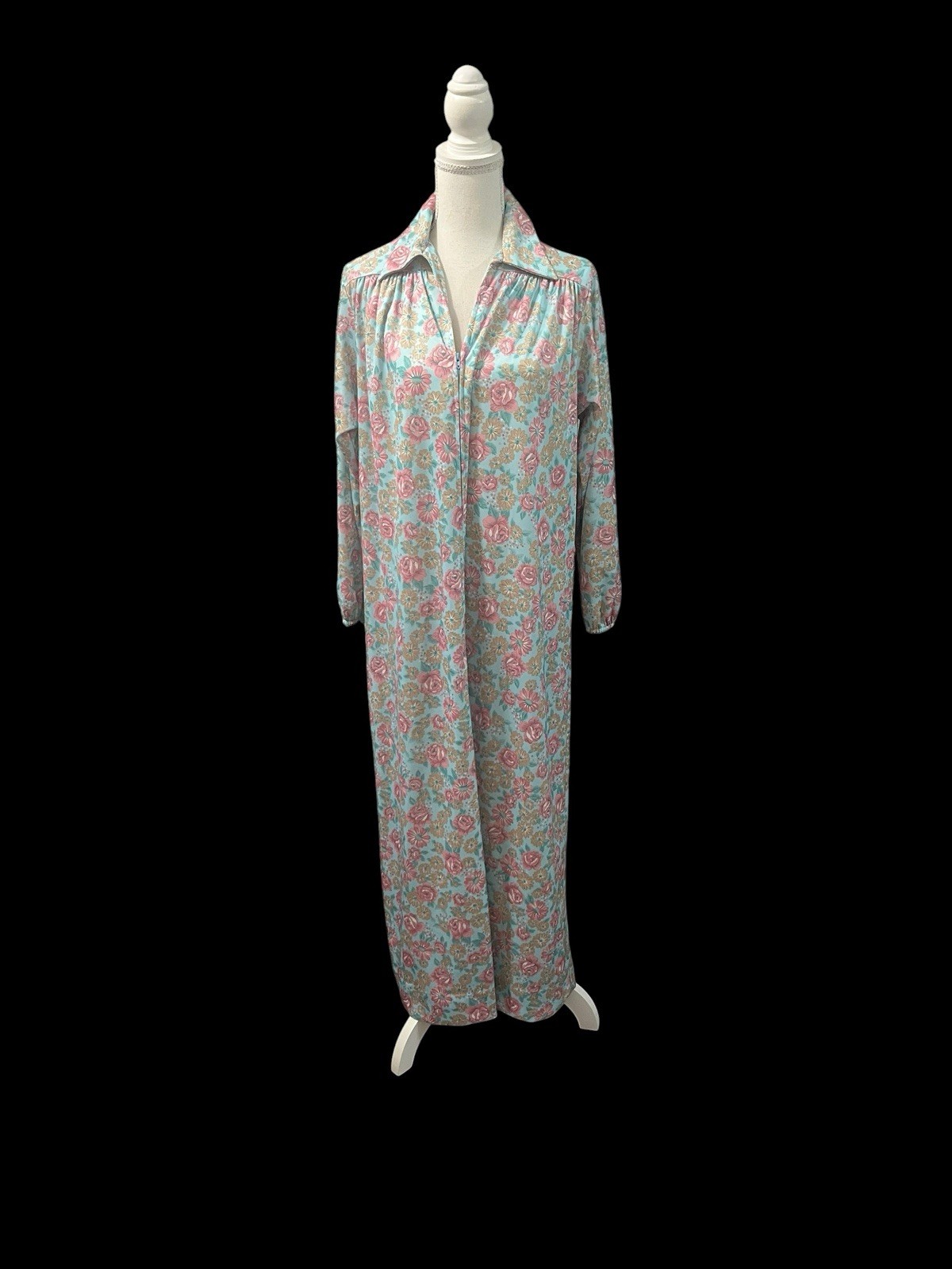 VTG T.V. Loungers Dressing Gown Robe House Dress Floral Granny core 1/4 Zip M