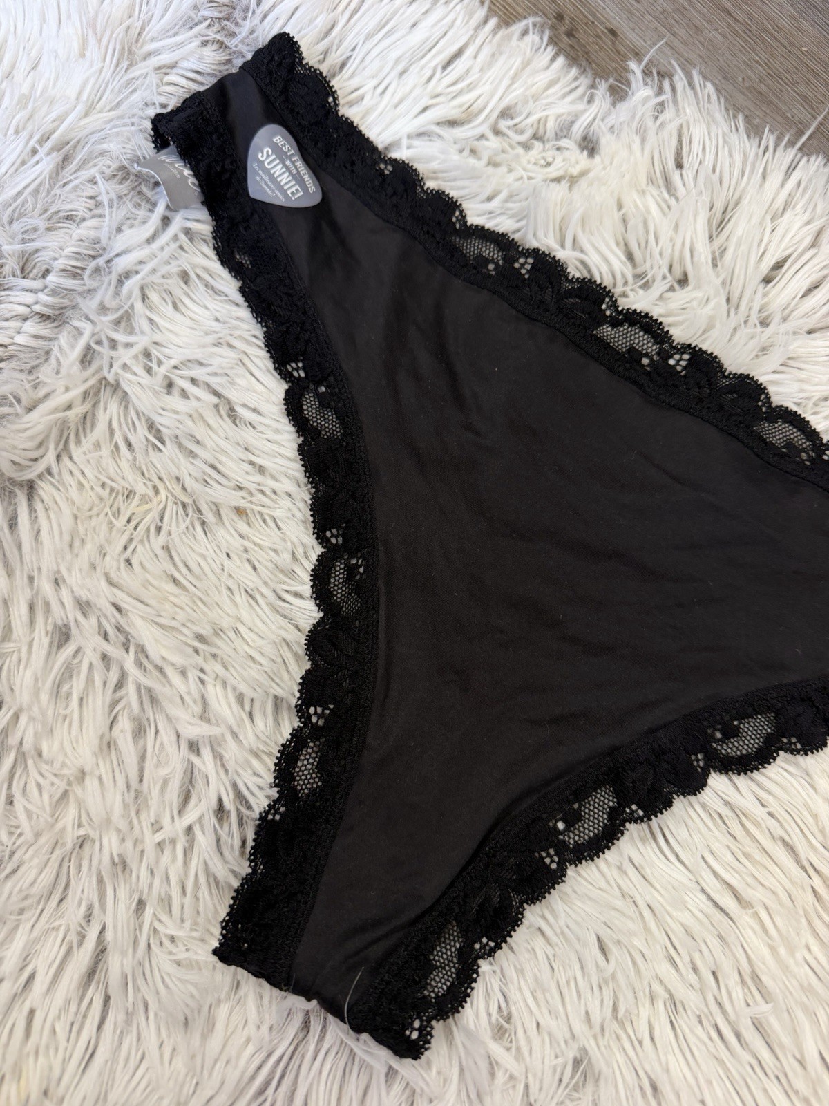 Nwt Women Aerie Tanga Signature Trim Black Lace Thong Low Rise Panty Sz X-Large