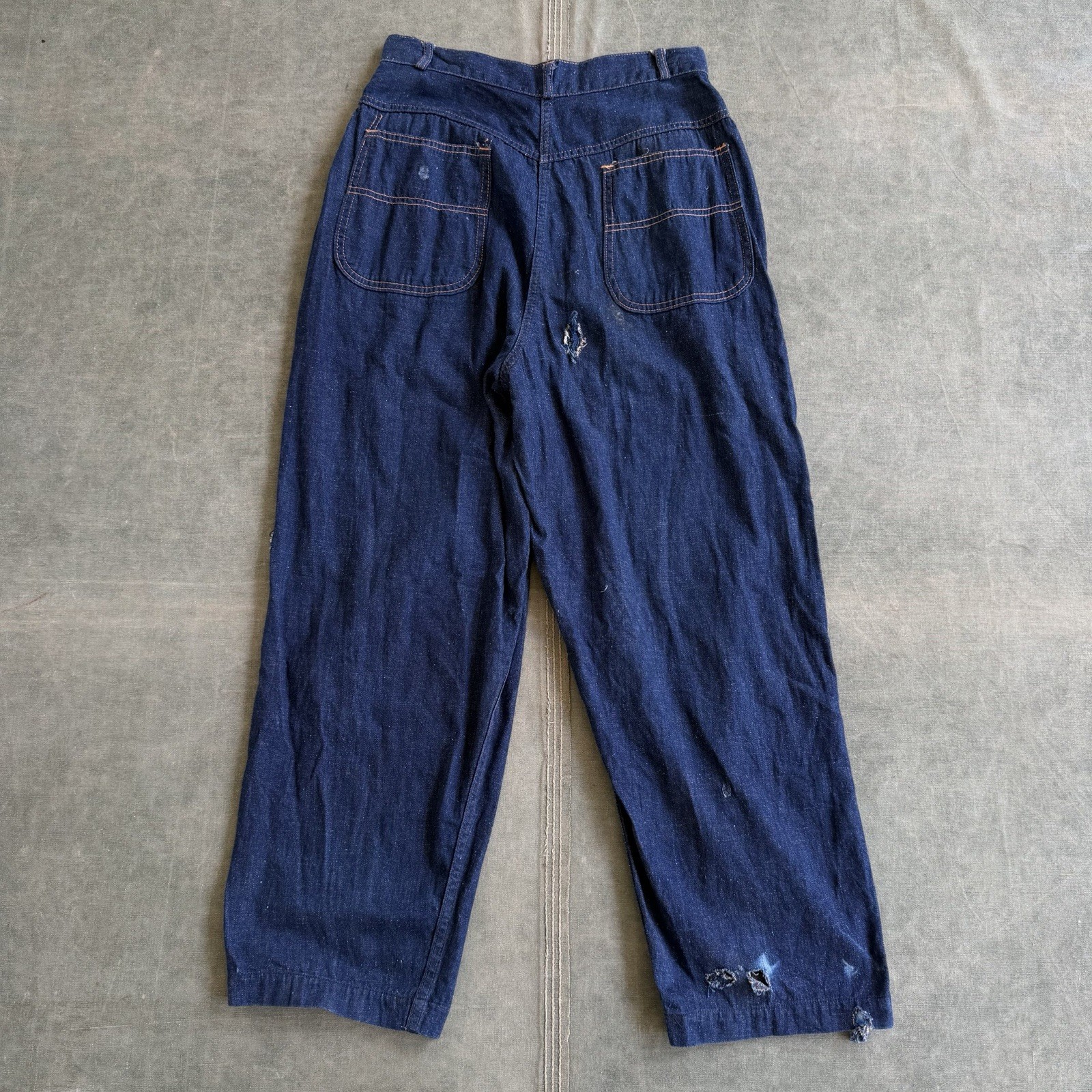 1950s Stockton Of Dallas Side Zip Denim Pants Dark Blue Jeans Vintage 1960s