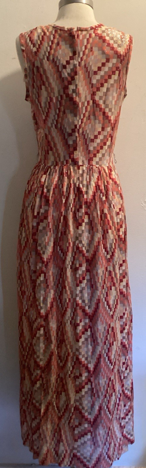 vintage 70’s nylon tricot TONI TODD sparkly hostess maxi dress sz M