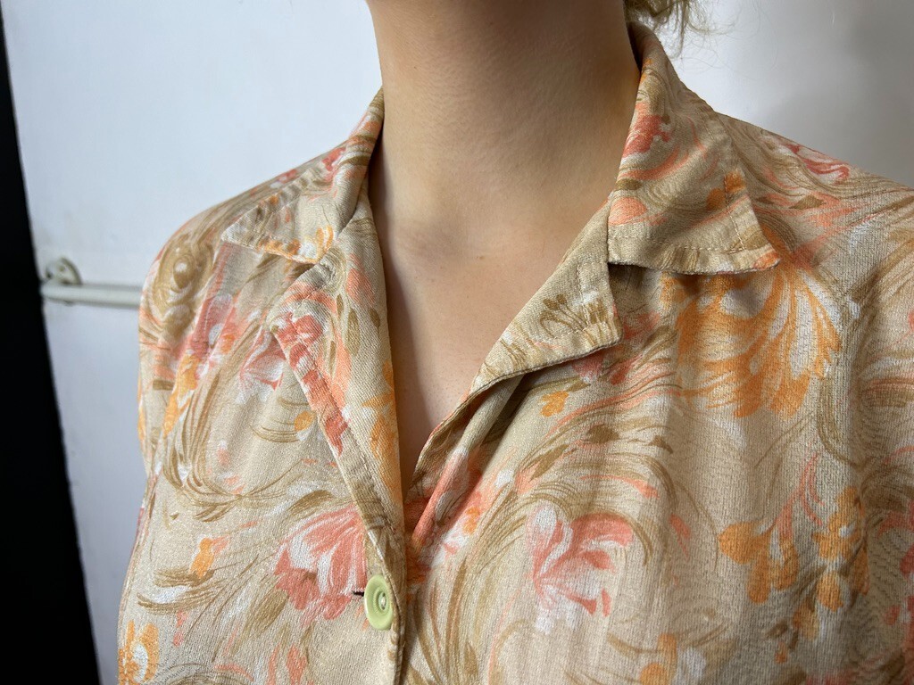 Vintage Australian 1970s Doratex Floral Shirtdress Button Down Pink Orange AU 14