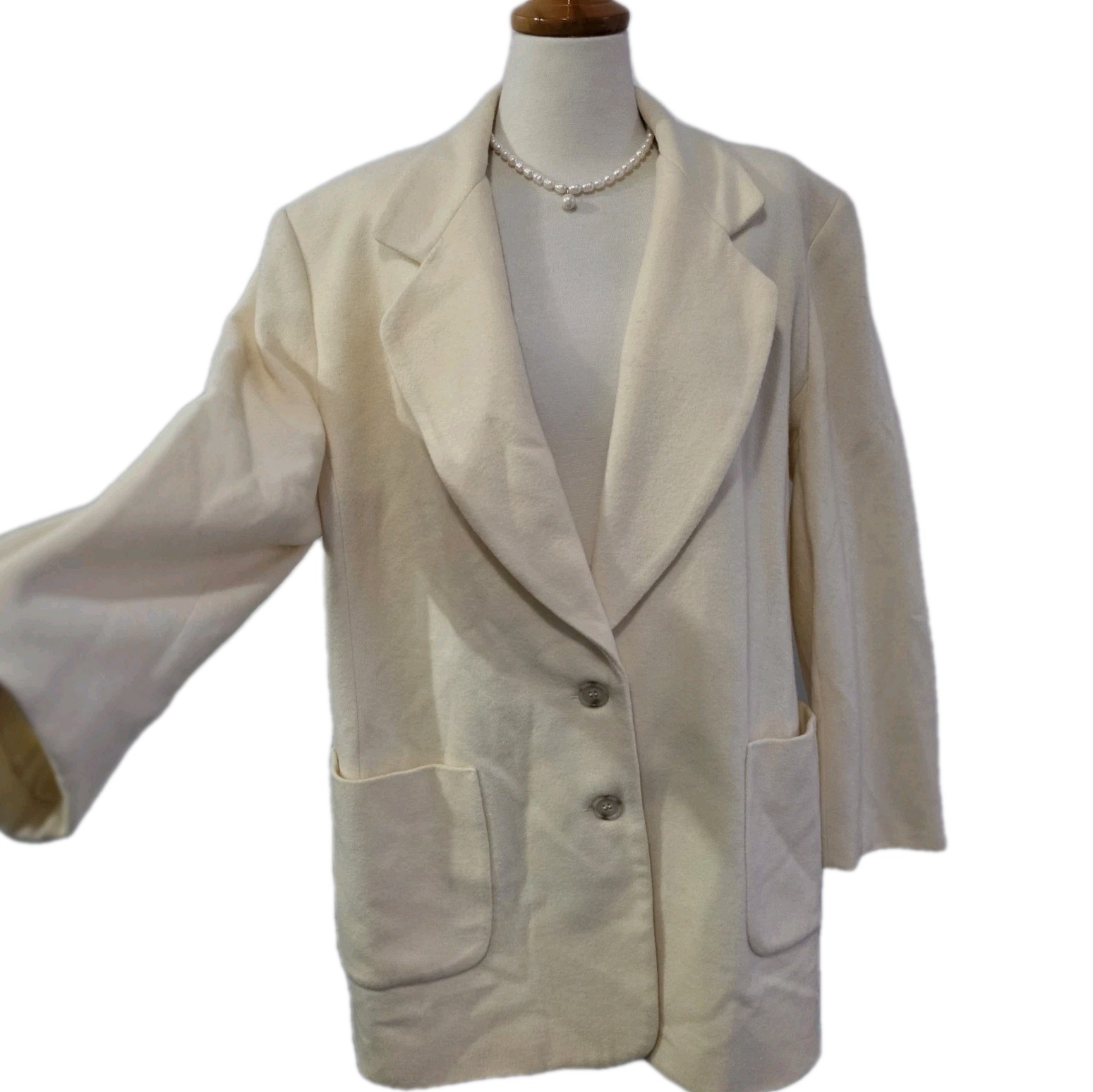 Vintage Adam Bennett Beige Wool Cashmere Blazer Jacket Size 12 Made In Australia