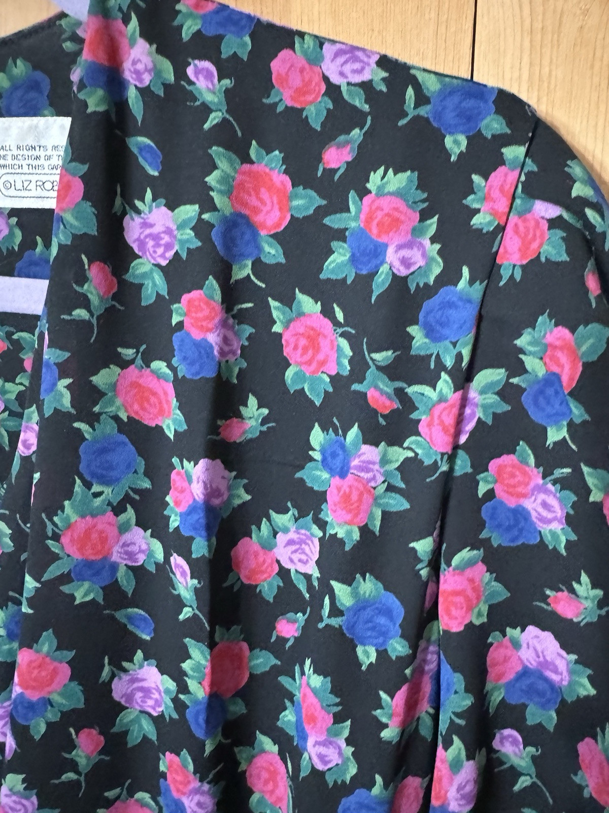 VTG 80s LIZ ROBERTS PUFF By Mary Ann Lamonte Floral Side Wrap Women’s Size M/L