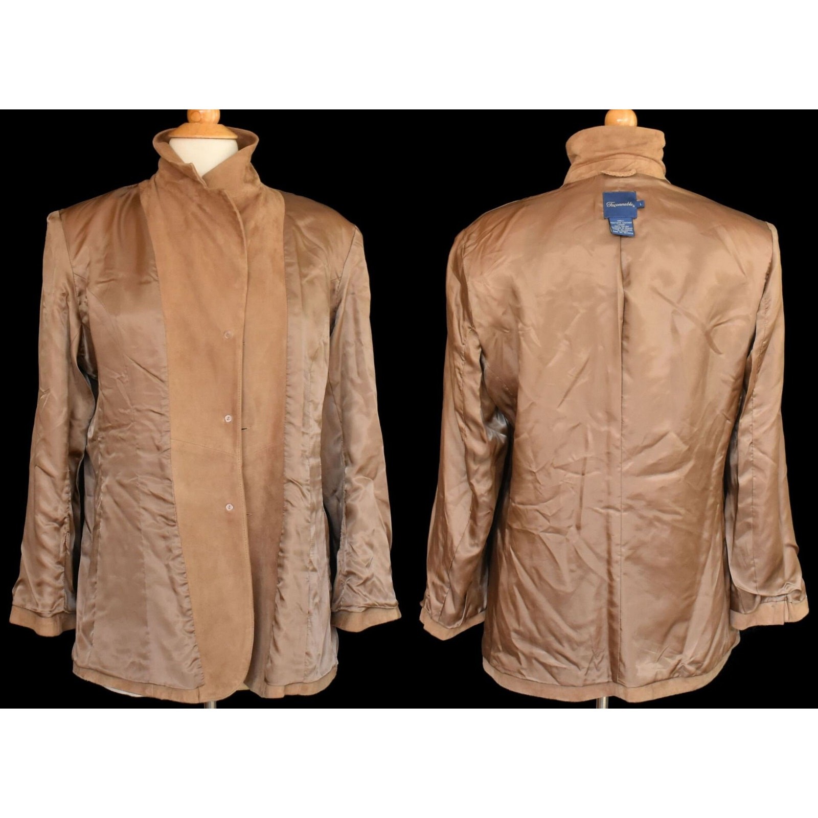 Faconnable Goatskin Suede Jacket, Luxury French Designer Women Blazer, L to XL