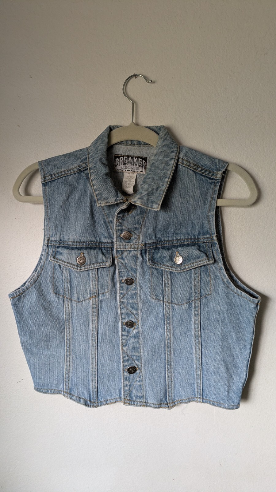 Vintage 90s Breaker Jeans Women’s Vest Size Large L Button Down Denim