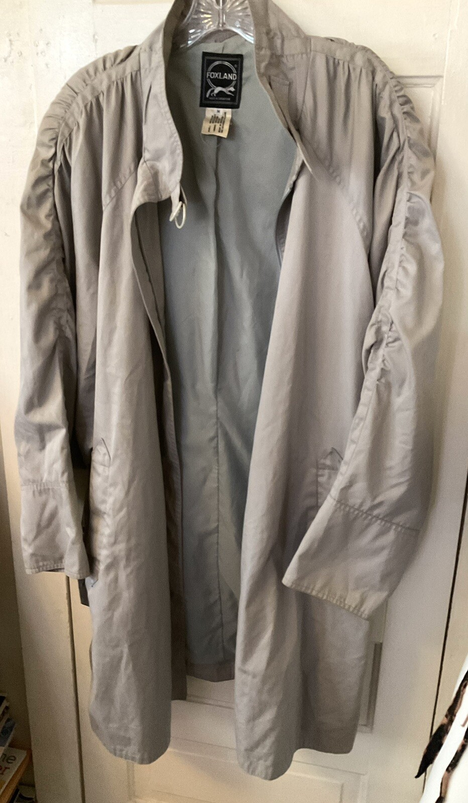 Vintage Y2K Rain Coat By Foxland Size M Circa 1980’s Gray Pleating Retro Vibes
