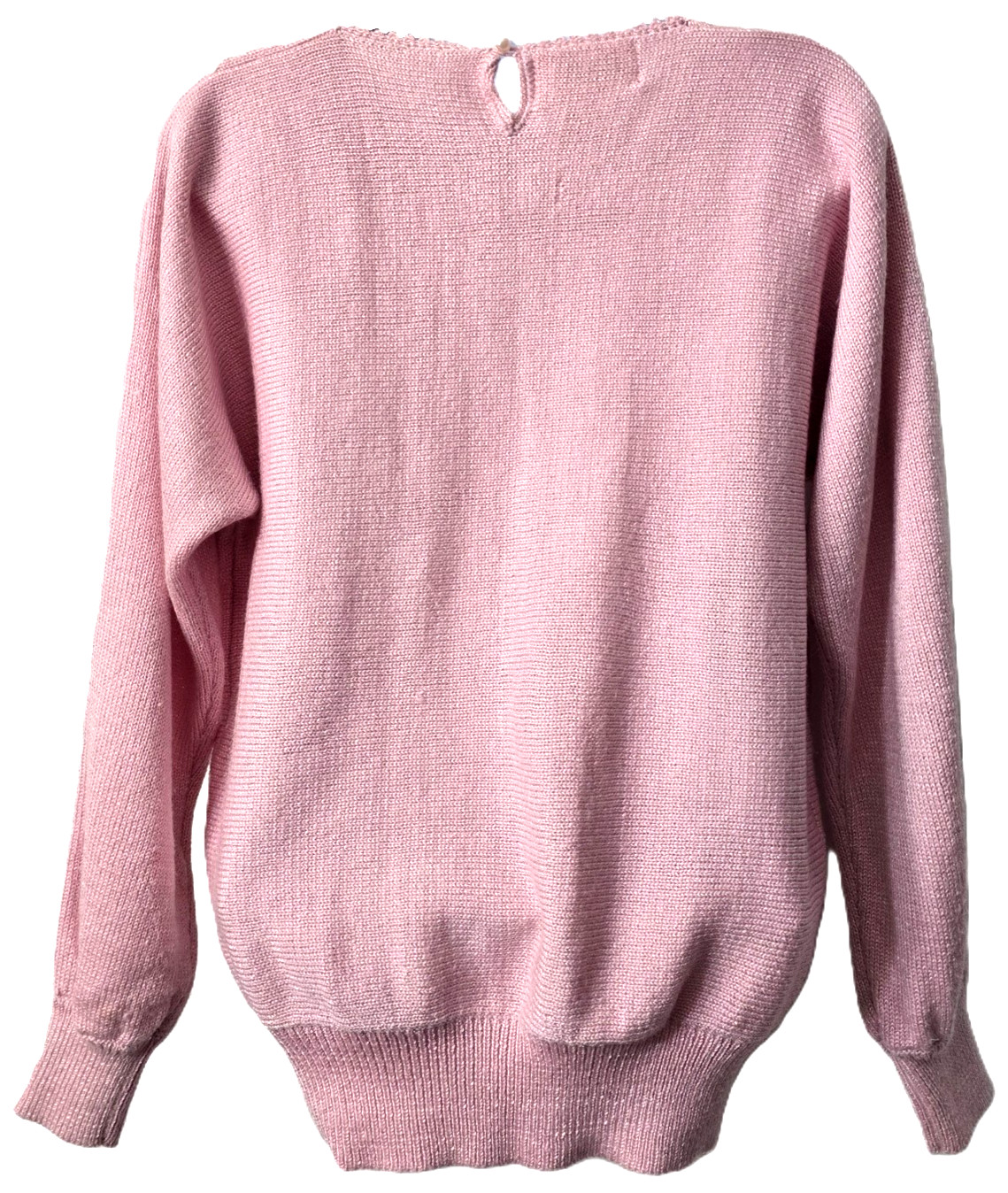 Vintage Embroidered Feminine Sweater Top M Beaded Girly Kawaii Pink Ivory 90s