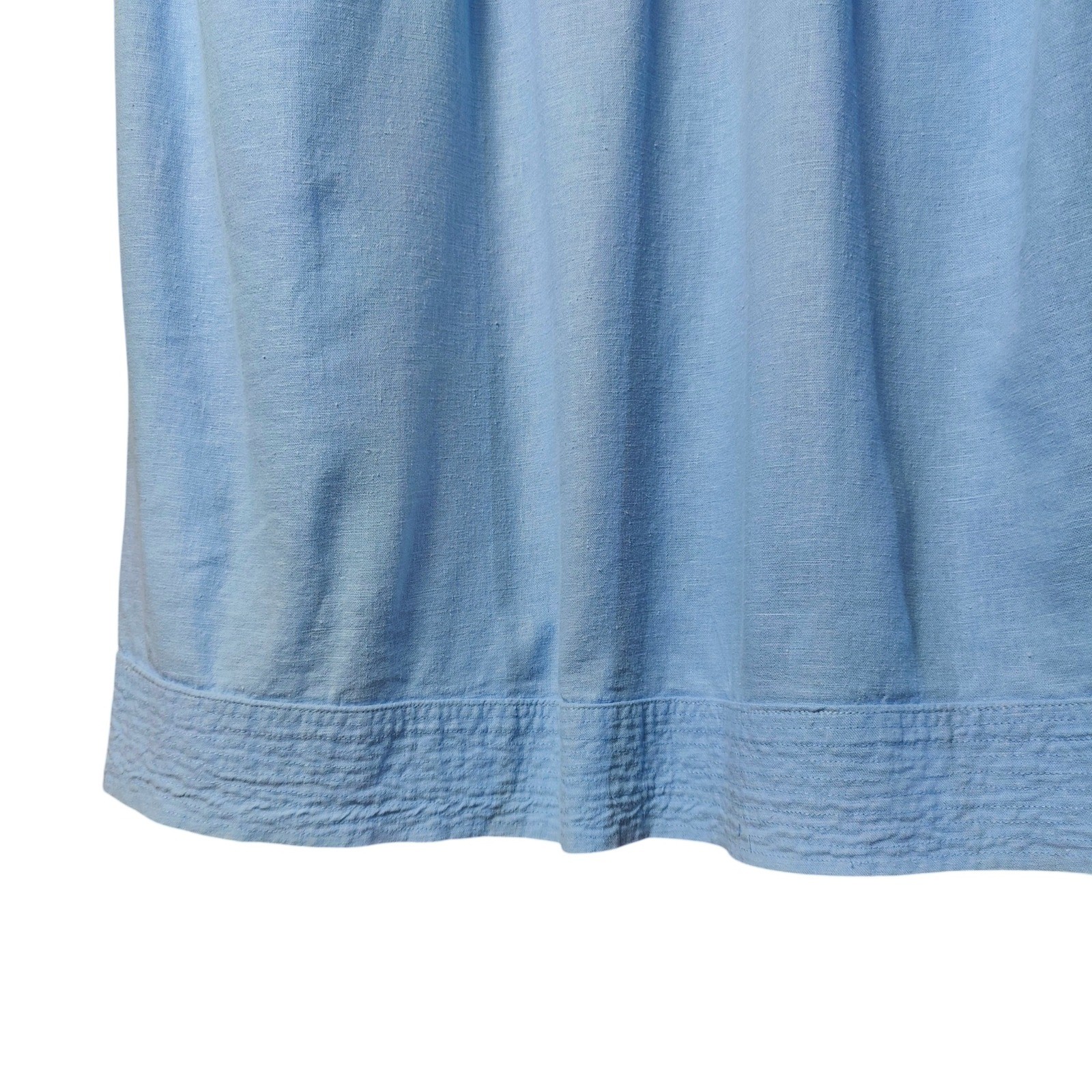 Mainstreet Blues Vintage 90s Drop Waist Midi Dress Linen Blend Baby Blue 16W