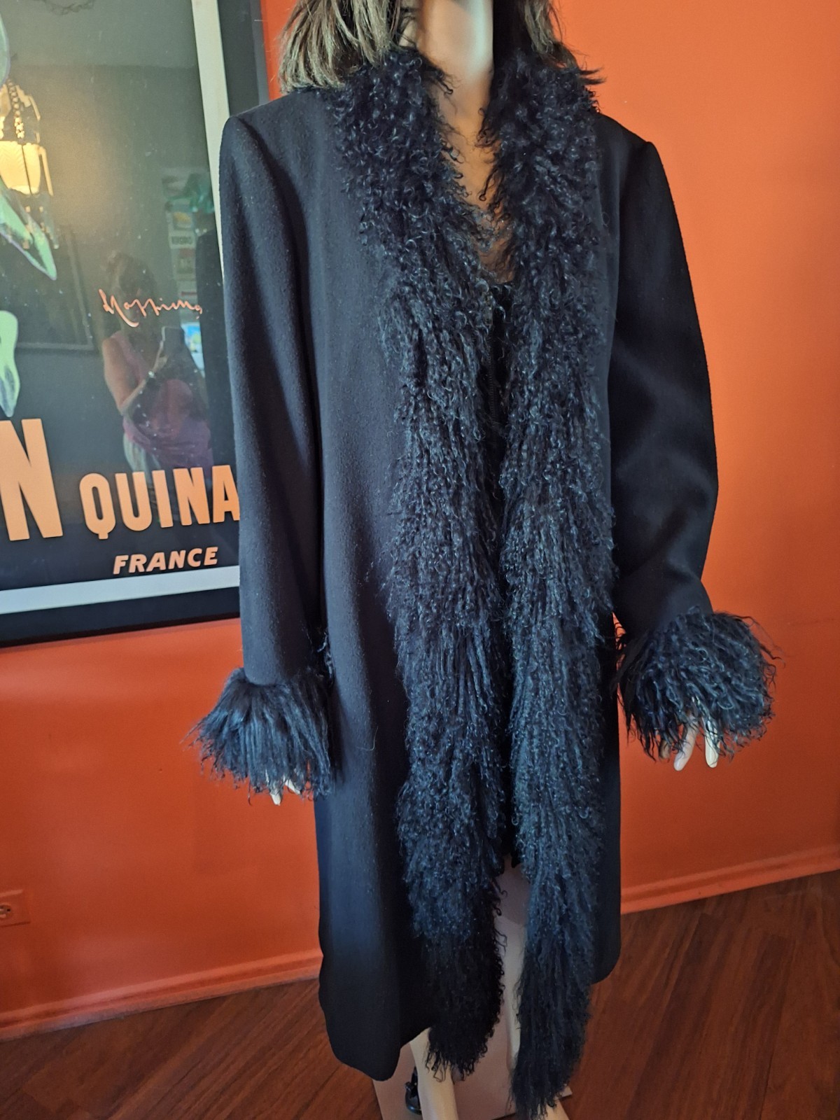 VTG 90s Y2K Marvin Richards Genuine Mongolian Curly Lamb Wool Penny Lane Coat 12