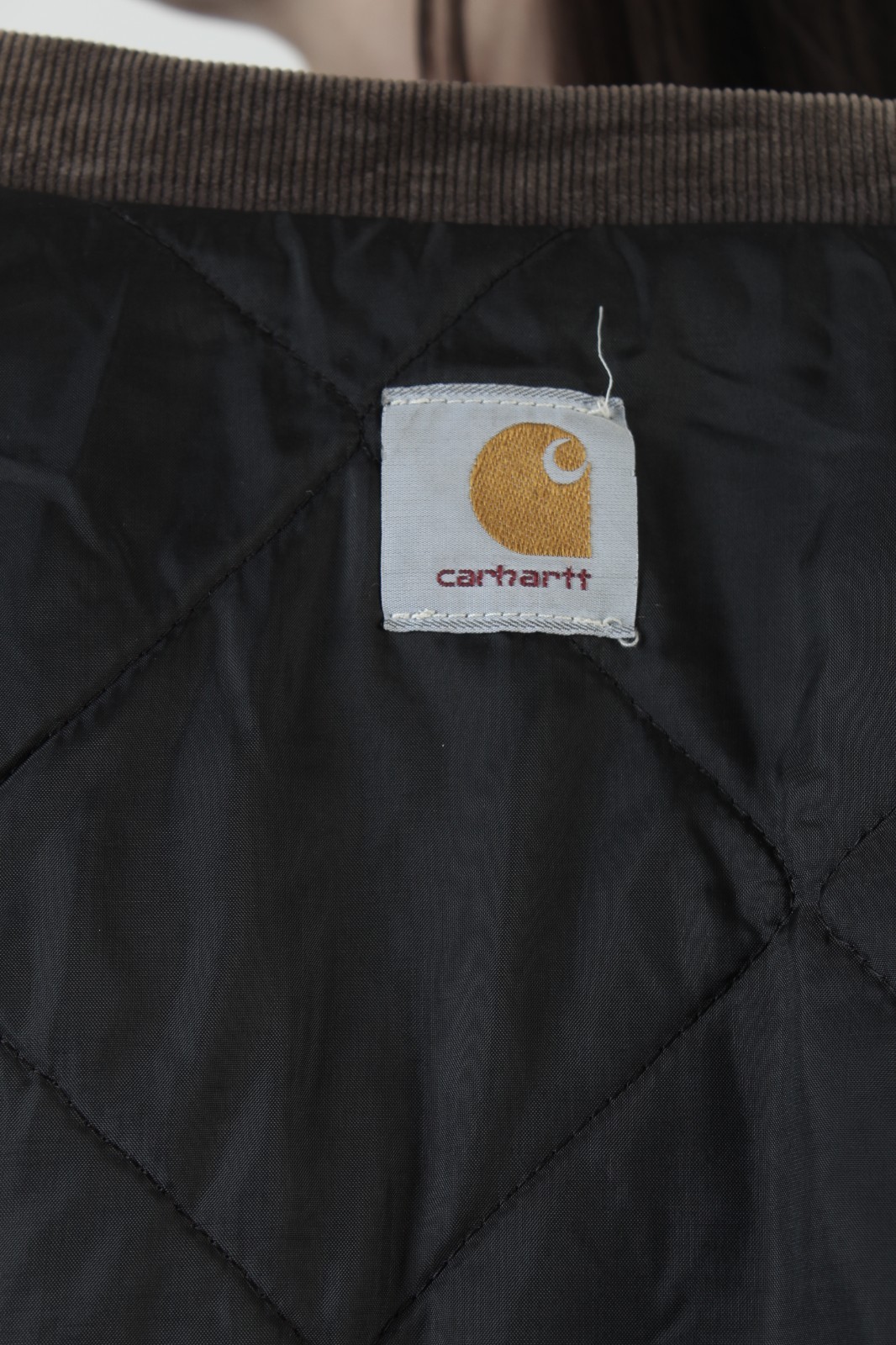Vintage Carhartt Corduroy Collar Coat Insulated Black Chore Work Full Zip Jacket