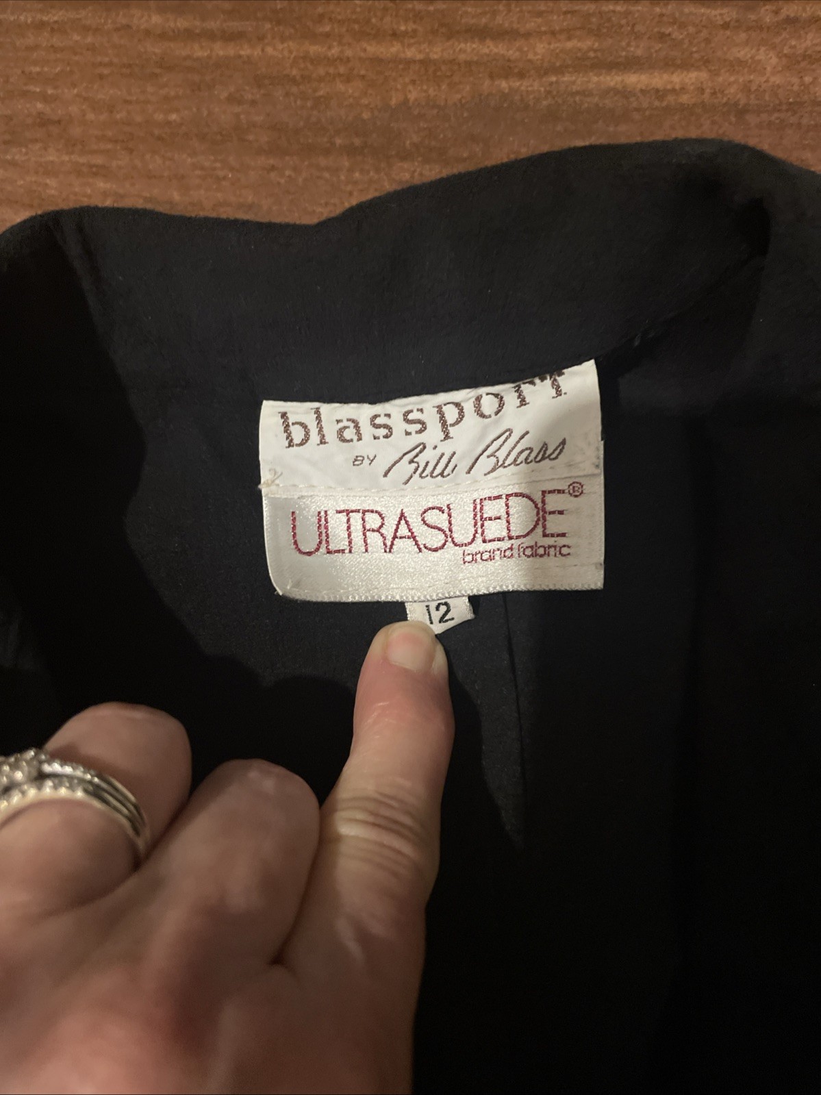 Vintage 1970s Blassport Bill Blass Ultra Suede Black Button Down Dress Sz 12