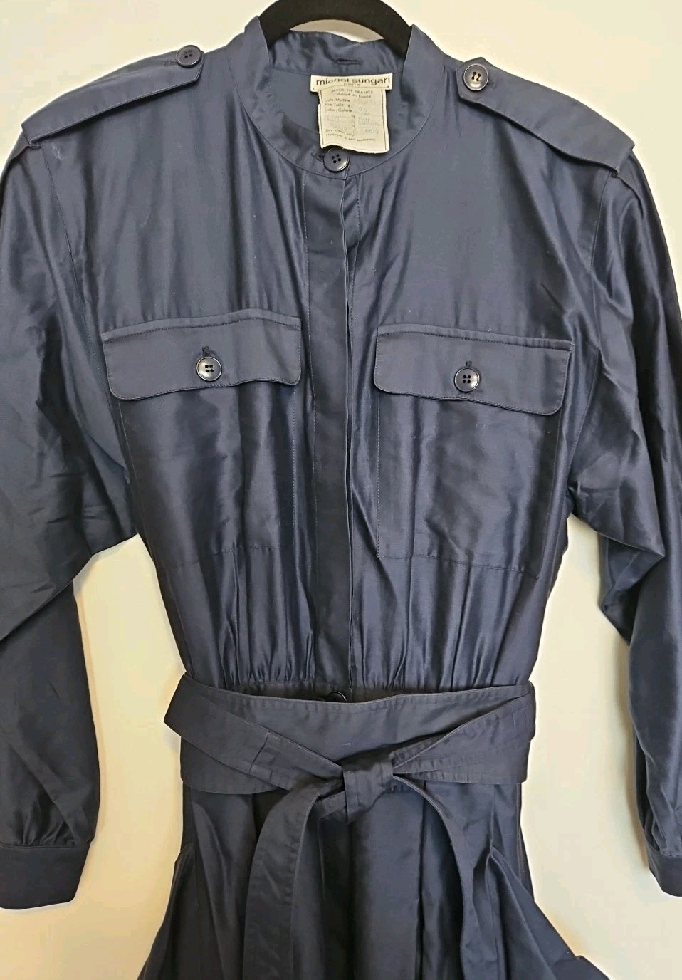 Michel Sungari Paris Vintage Blue Fitted Waist Trench Style Women’s Dresses Eu40
