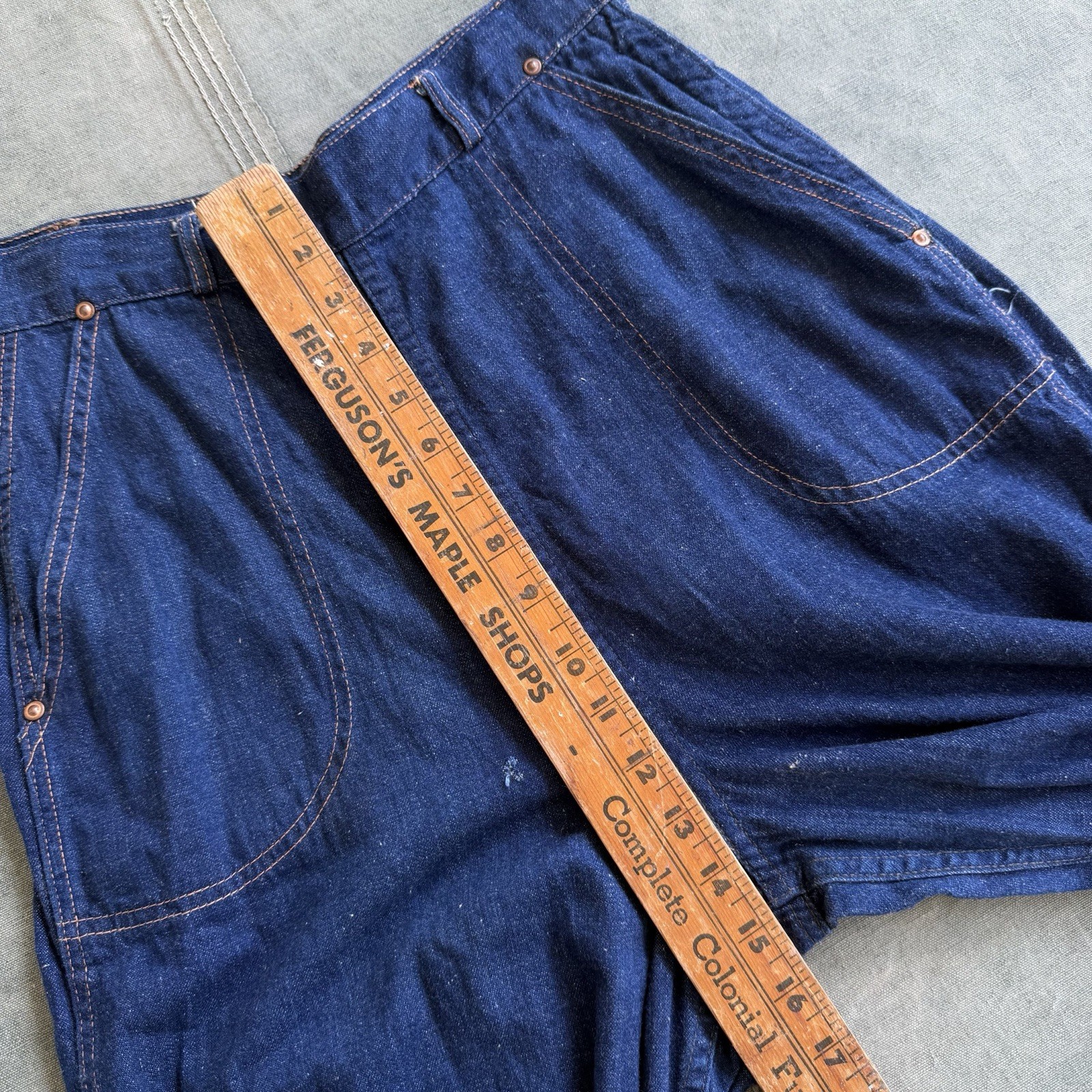 1950s Stockton Of Dallas Side Zip Denim Pants Dark Blue Jeans Vintage 1960s