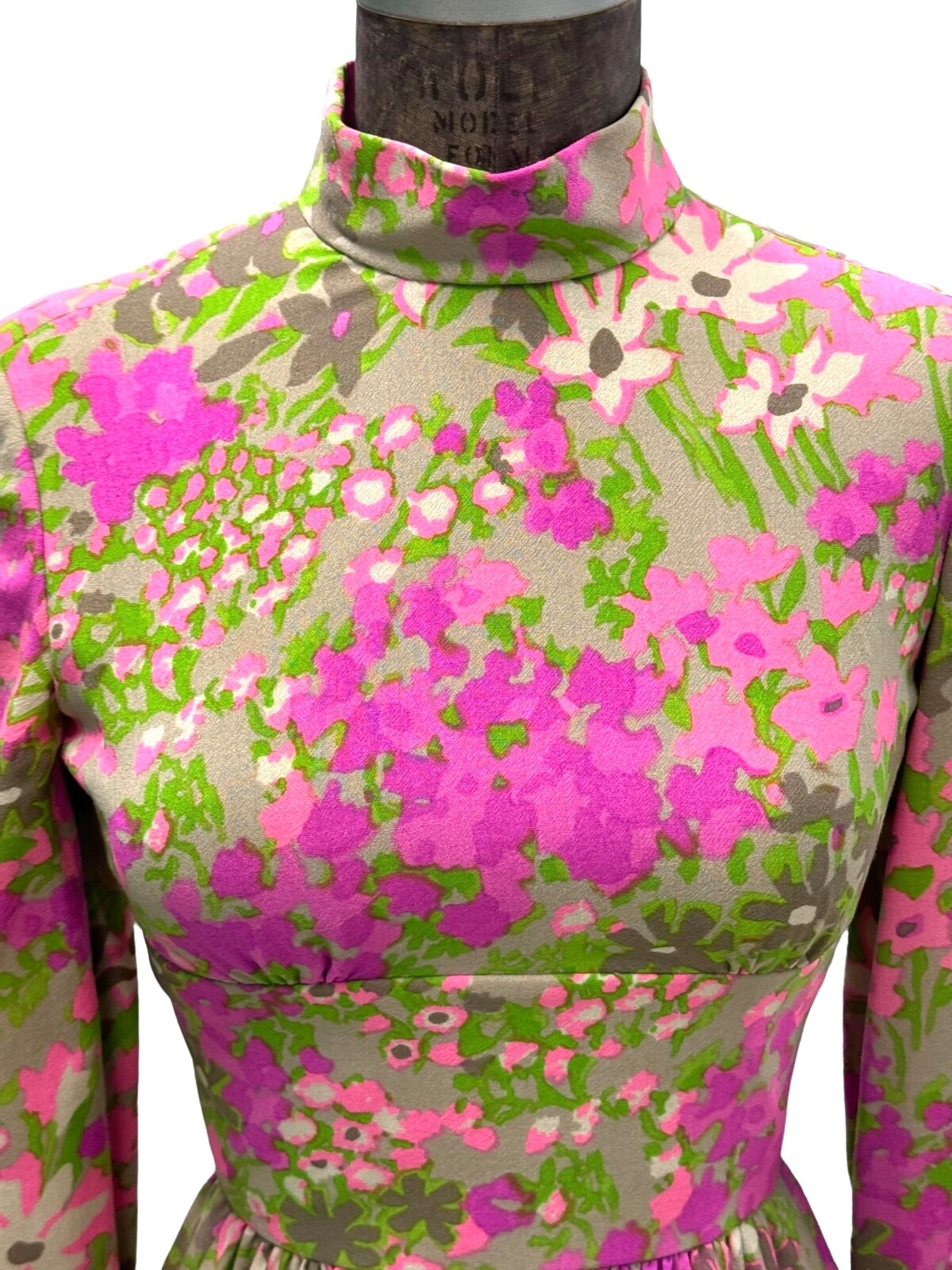 Fantastic Vintage 60s 70s Bright Colorful Floral Dress By Chester Weinberg Small